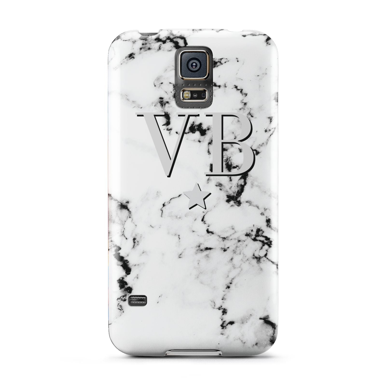Personalised Star Marble Initialed Grey Samsung Galaxy S5 Case