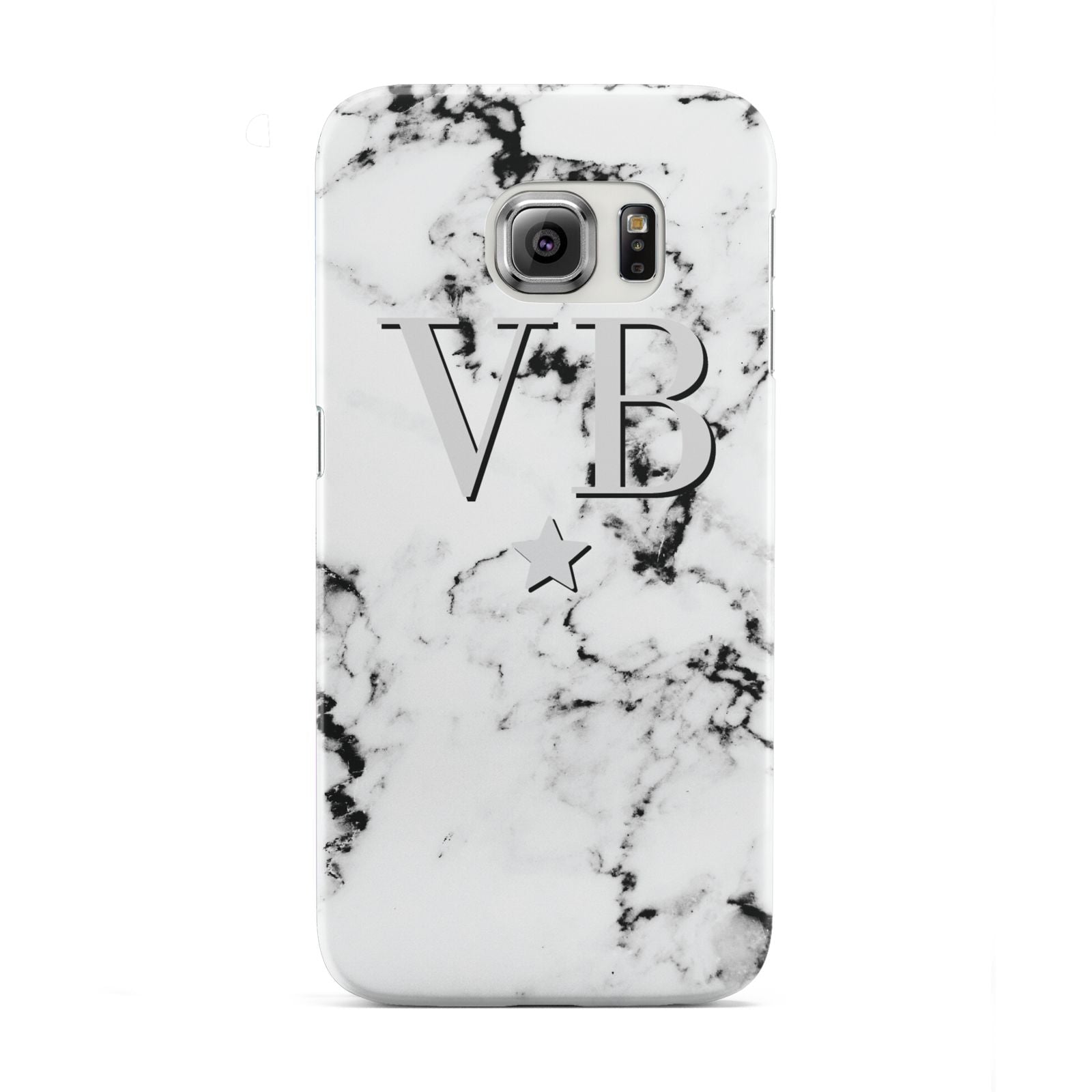 Personalised Star Marble Initialed Grey Samsung Galaxy S6 Edge Case