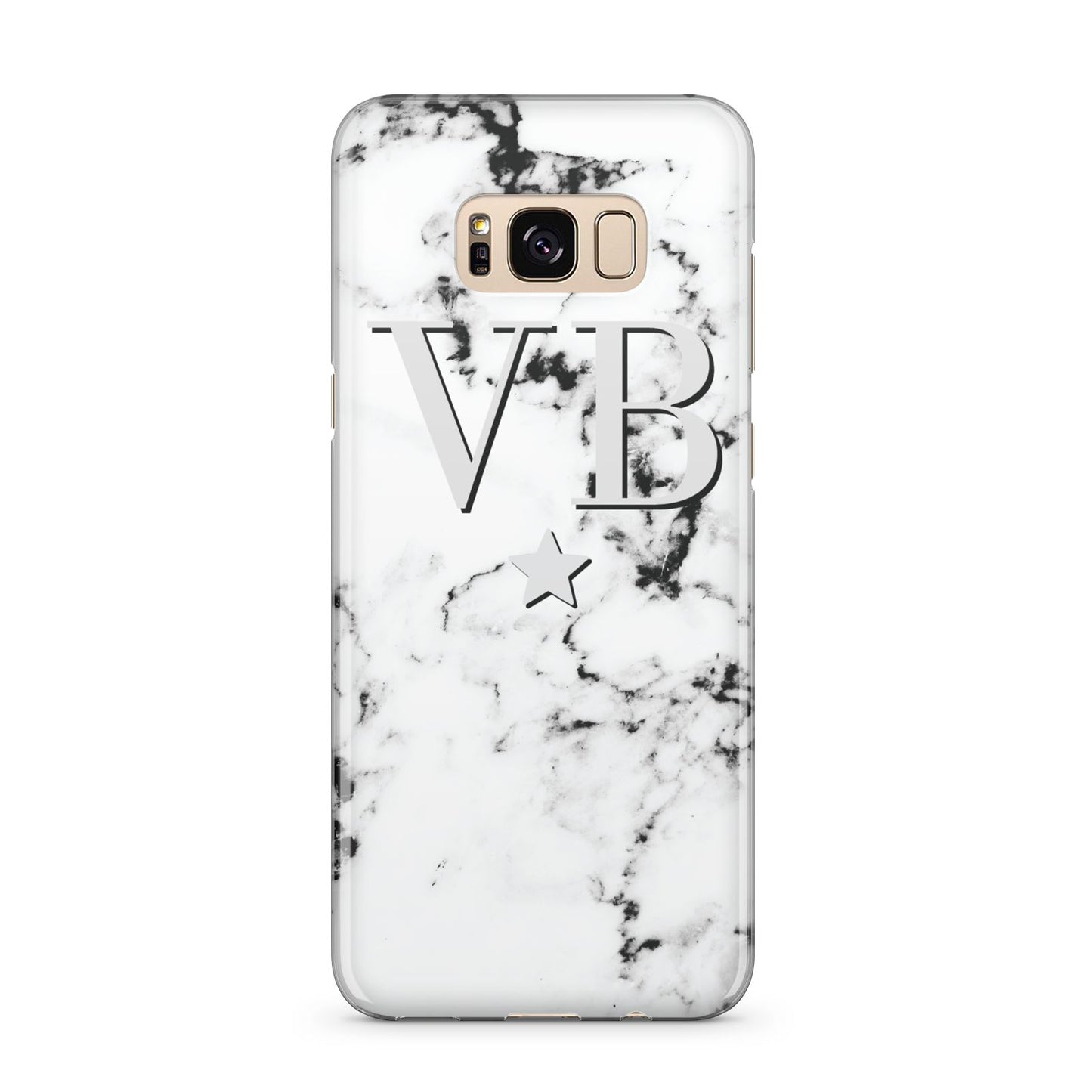 Personalised Star Marble Initialed Grey Samsung Galaxy S8 Plus Case