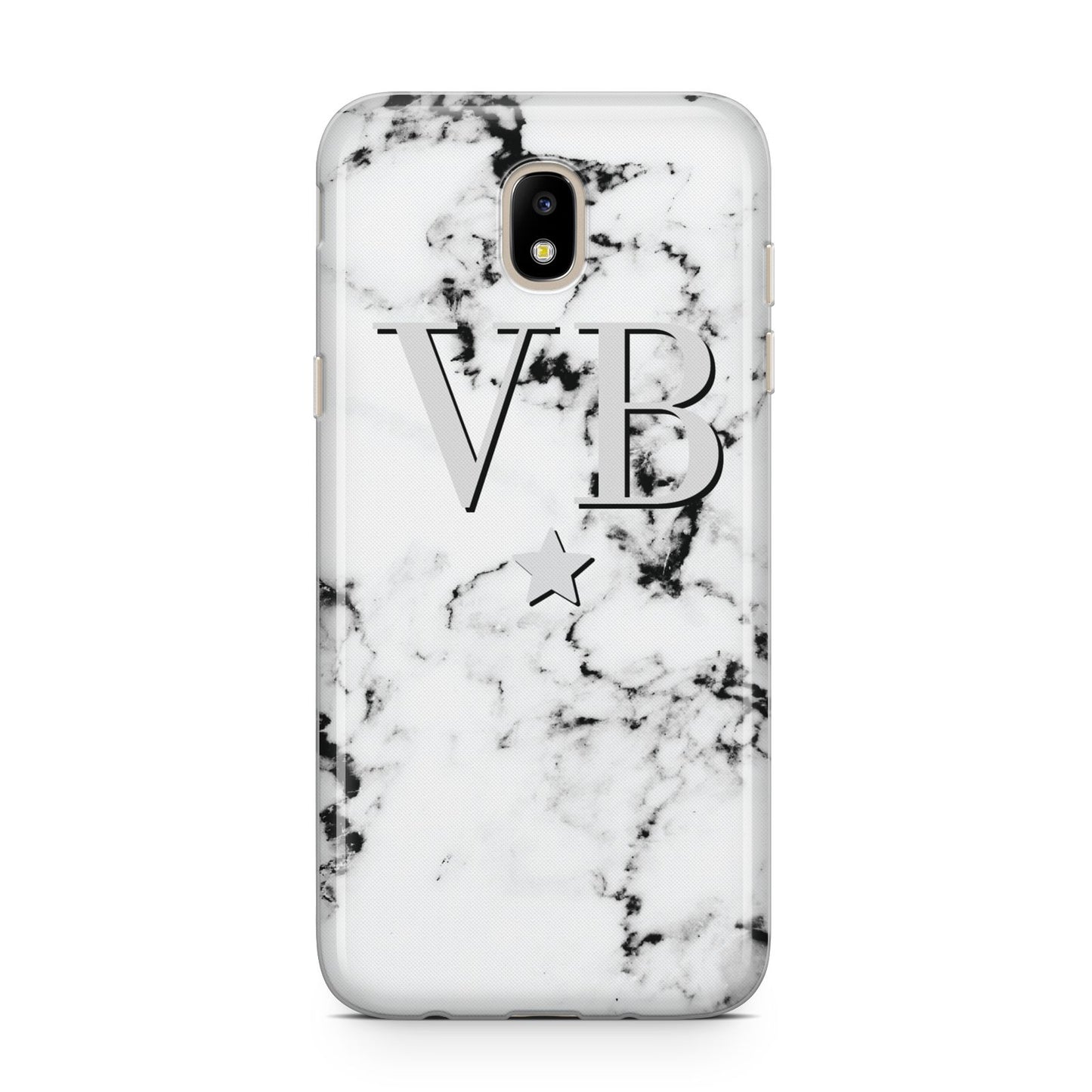 Personalised Star Marble Initialed Grey Samsung J5 2017 Case