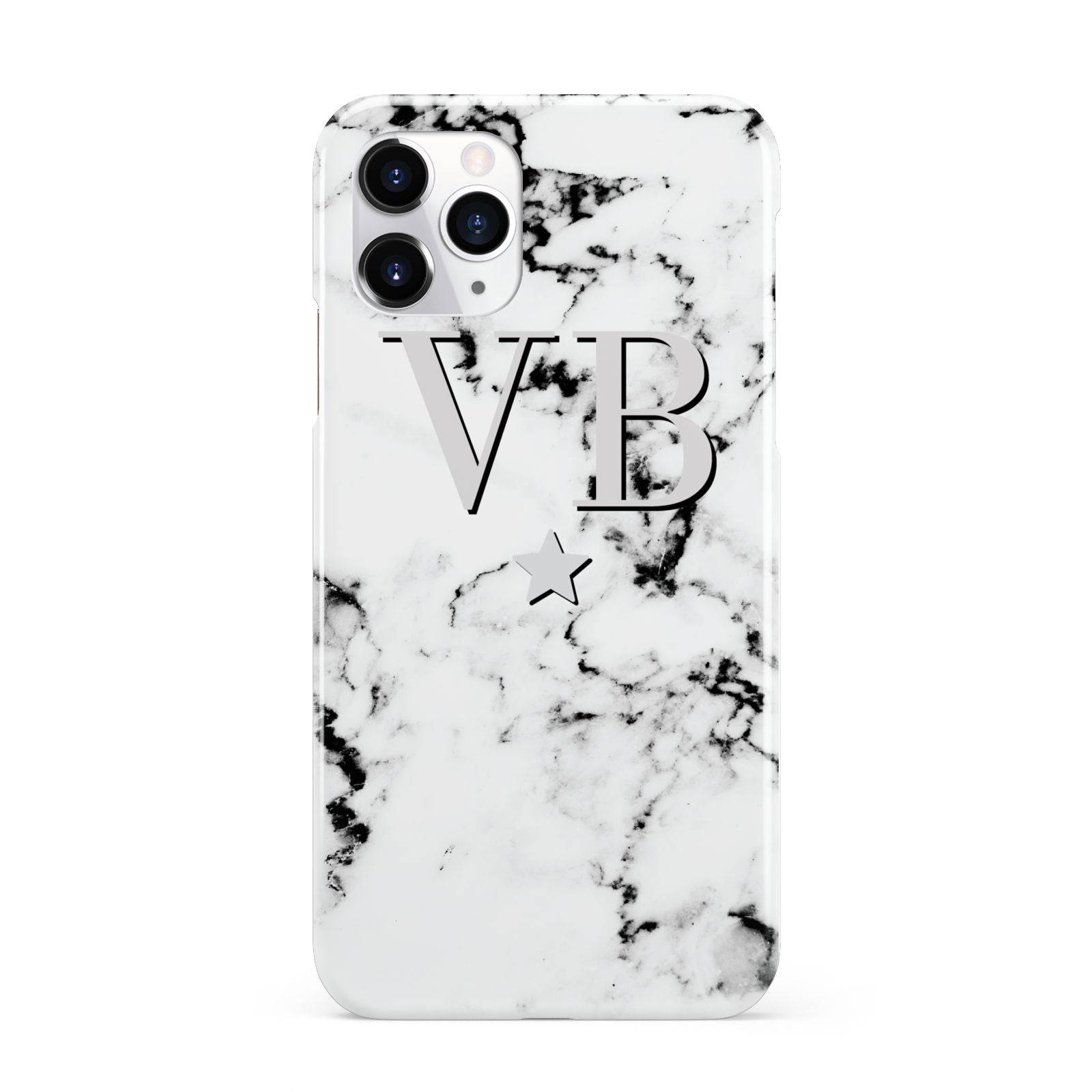 Personalised Star Marble Initialed Grey iPhone 11 Pro 3D Snap Case