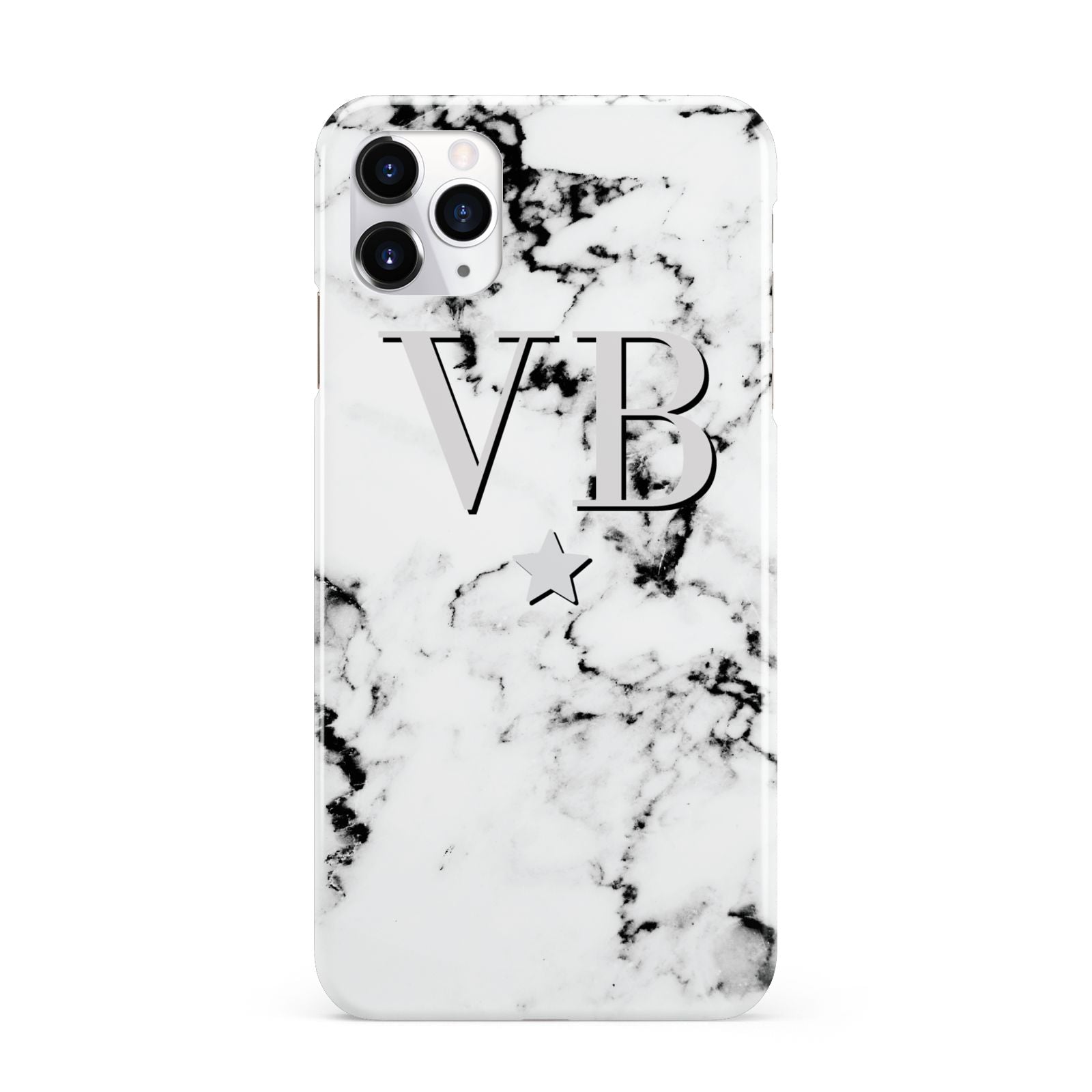 Personalised Star Marble Initialed Grey iPhone 11 Pro Max 3D Snap Case