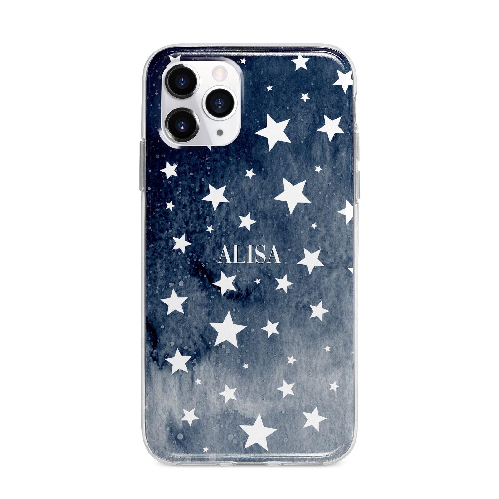 Personalised Star Print Apple iPhone 11 Pro Max in Silver with Bumper Case