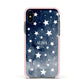 Personalised Star Print Apple iPhone Xs Impact Case Pink Edge on Black Phone
