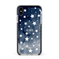 Personalised Star Print Apple iPhone Xs Max Impact Case Black Edge on Silver Phone
