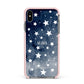 Personalised Star Print Apple iPhone Xs Max Impact Case Pink Edge on Black Phone