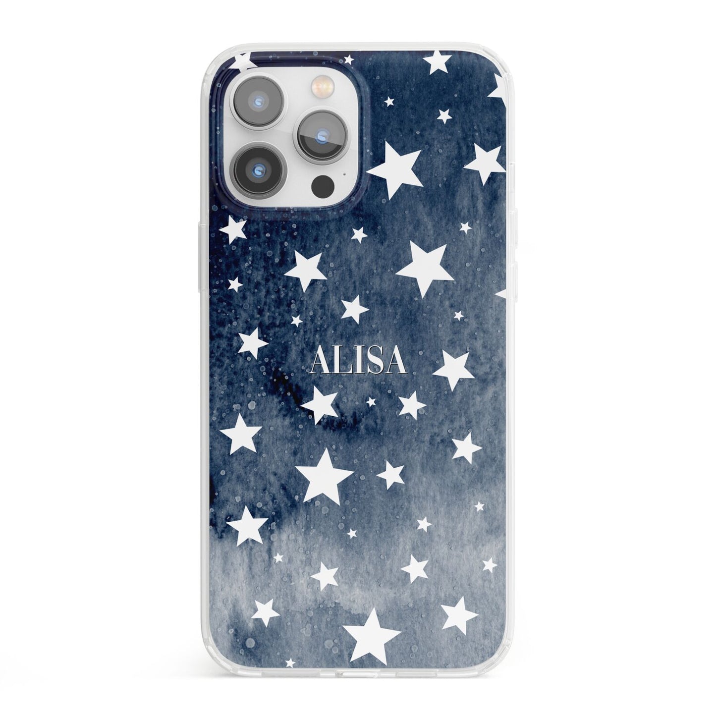 Personalised Star Print iPhone 13 Pro Max Clear Bumper Case