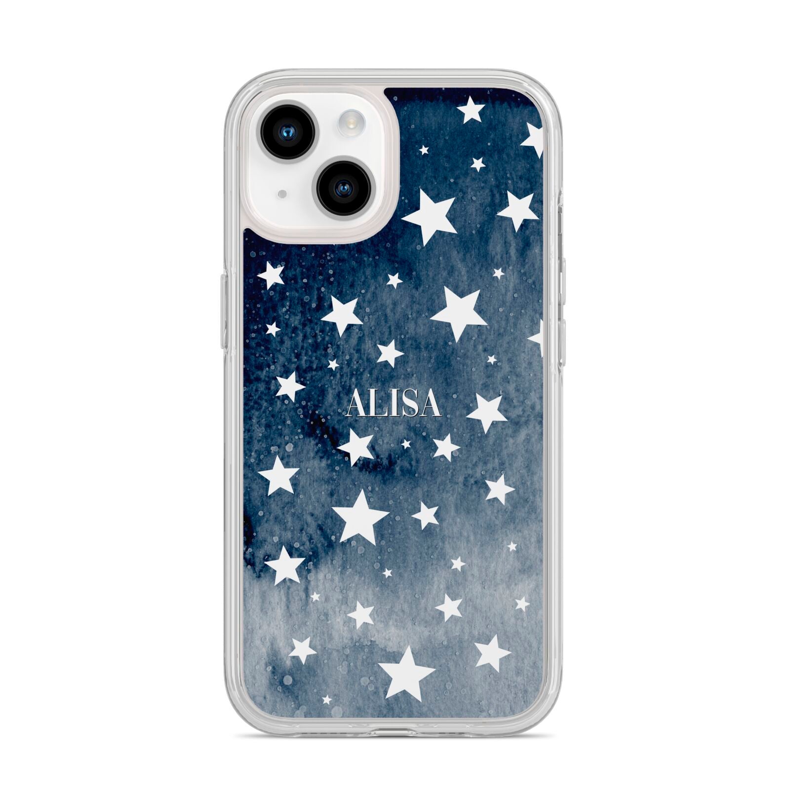 Personalised Star Print iPhone 14 Clear Tough Case Starlight