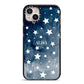 Personalised Star Print iPhone 14 Plus Black Impact Case on Silver phone
