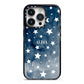 Personalised Star Print iPhone 14 Pro Black Impact Case on Silver phone