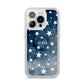 Personalised Star Print iPhone 14 Pro Clear Tough Case Silver