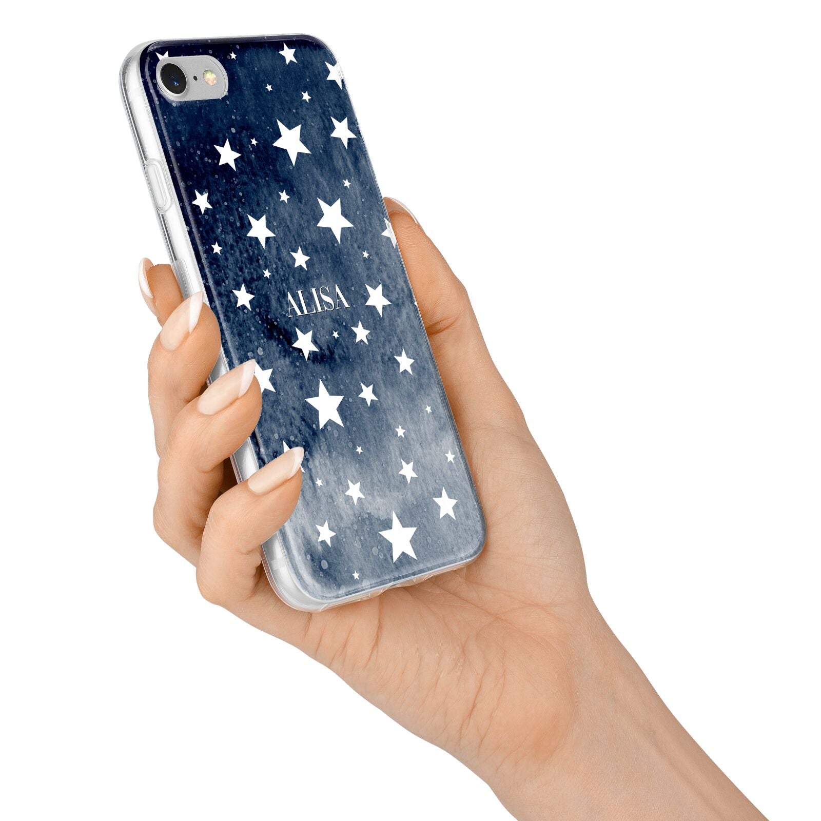 Personalised Star Print iPhone 7 Bumper Case on Silver iPhone Alternative Image