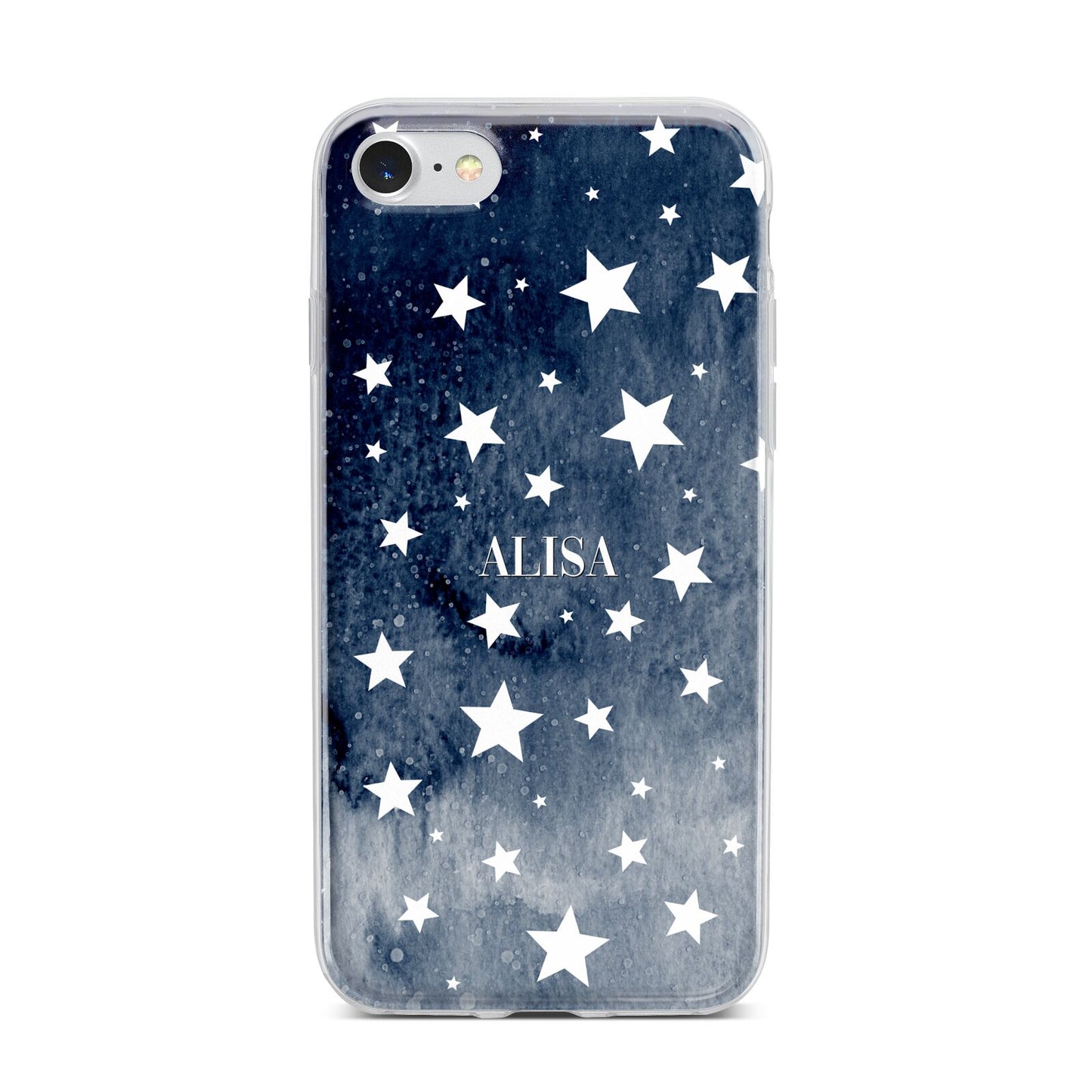Personalised Star Print iPhone 7 Bumper Case on Silver iPhone