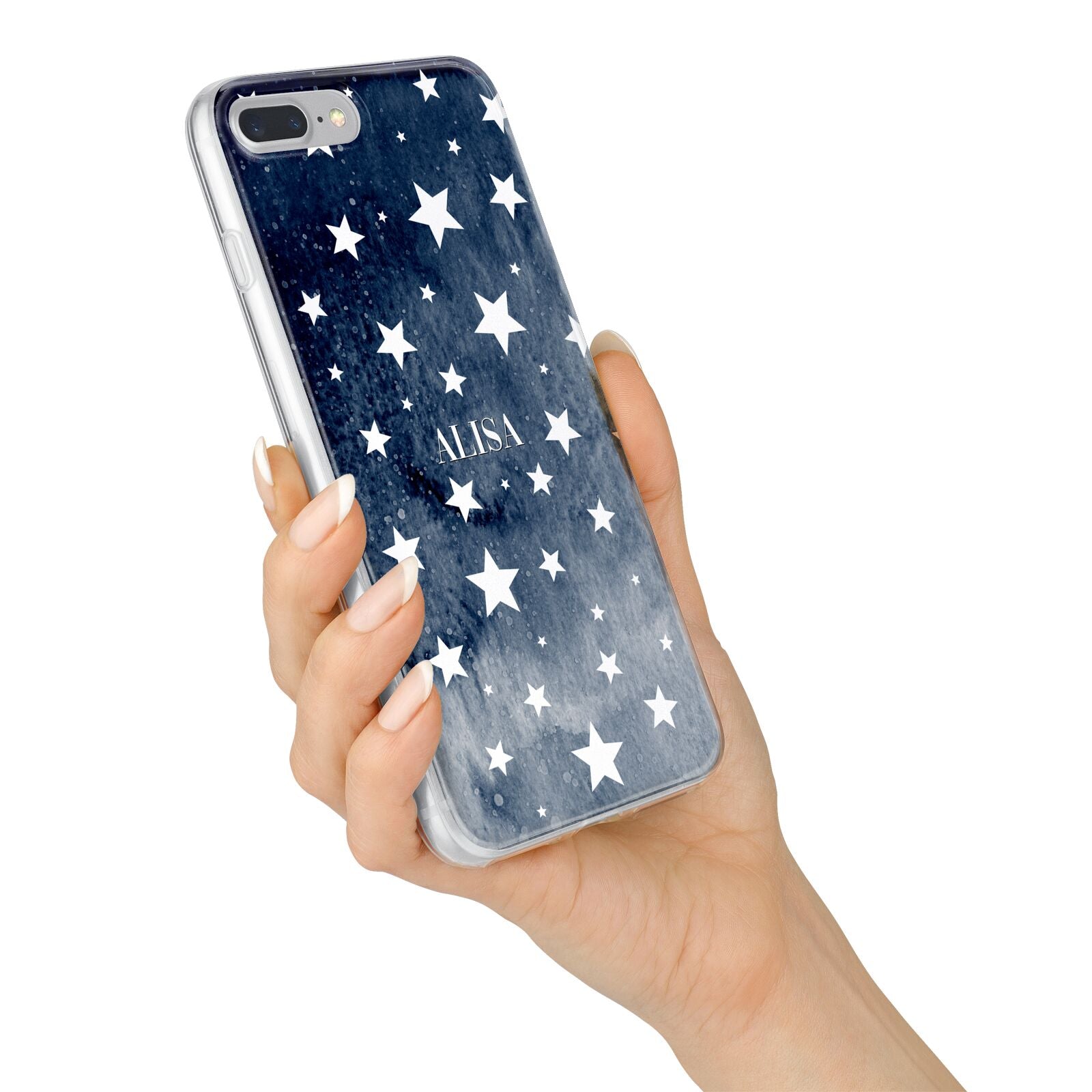 Personalised Star Print iPhone 7 Plus Bumper Case on Silver iPhone Alternative Image