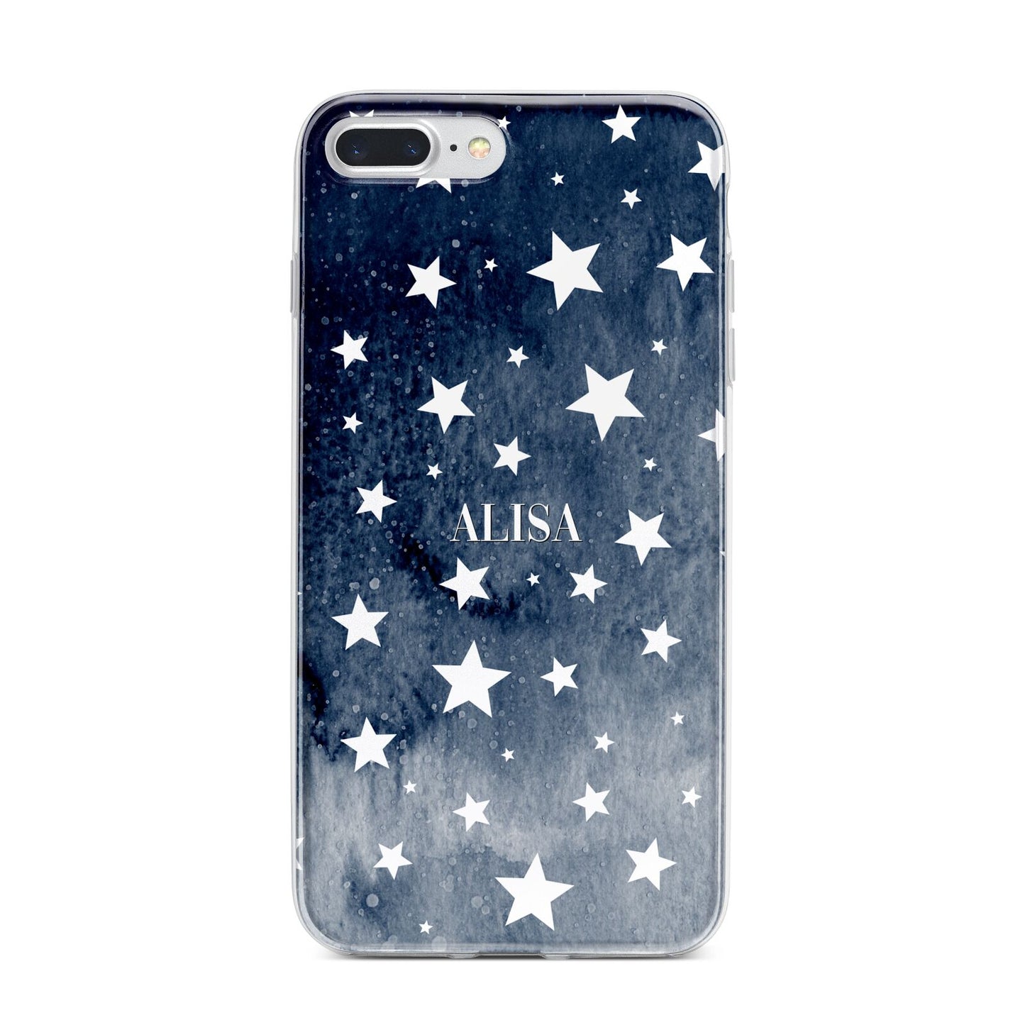 Personalised Star Print iPhone 7 Plus Bumper Case on Silver iPhone