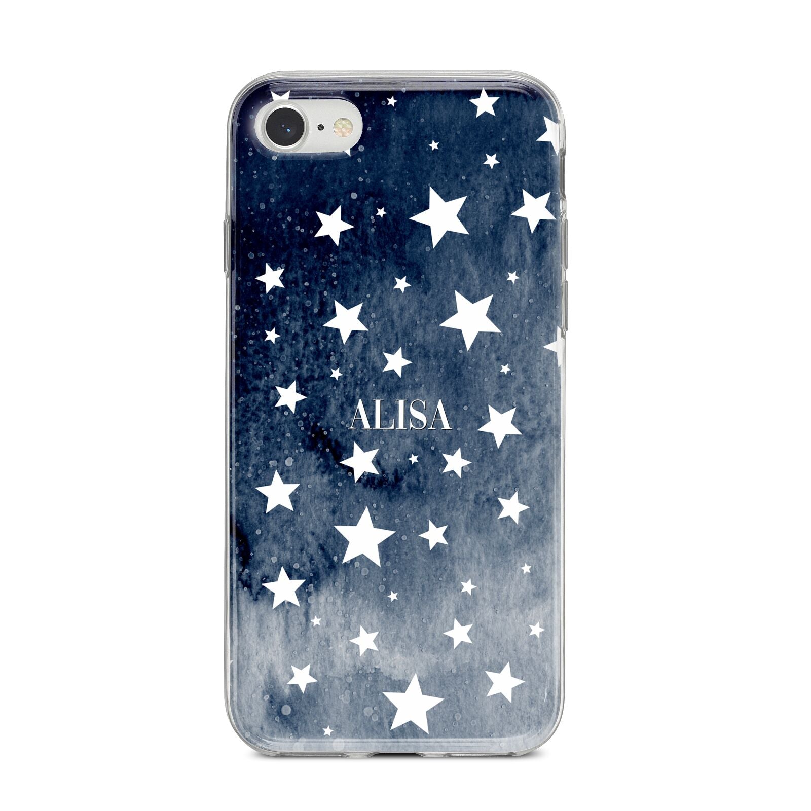 Personalised Star Print iPhone 8 Bumper Case on Silver iPhone