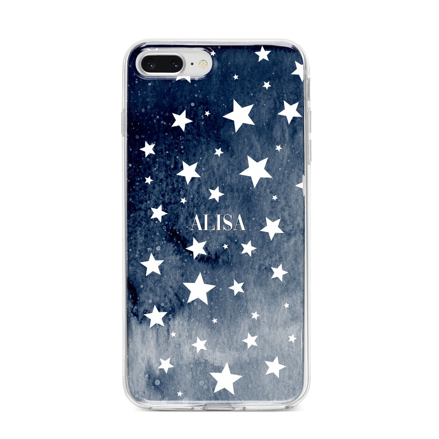 Personalised Star Print iPhone 8 Plus Bumper Case on Silver iPhone