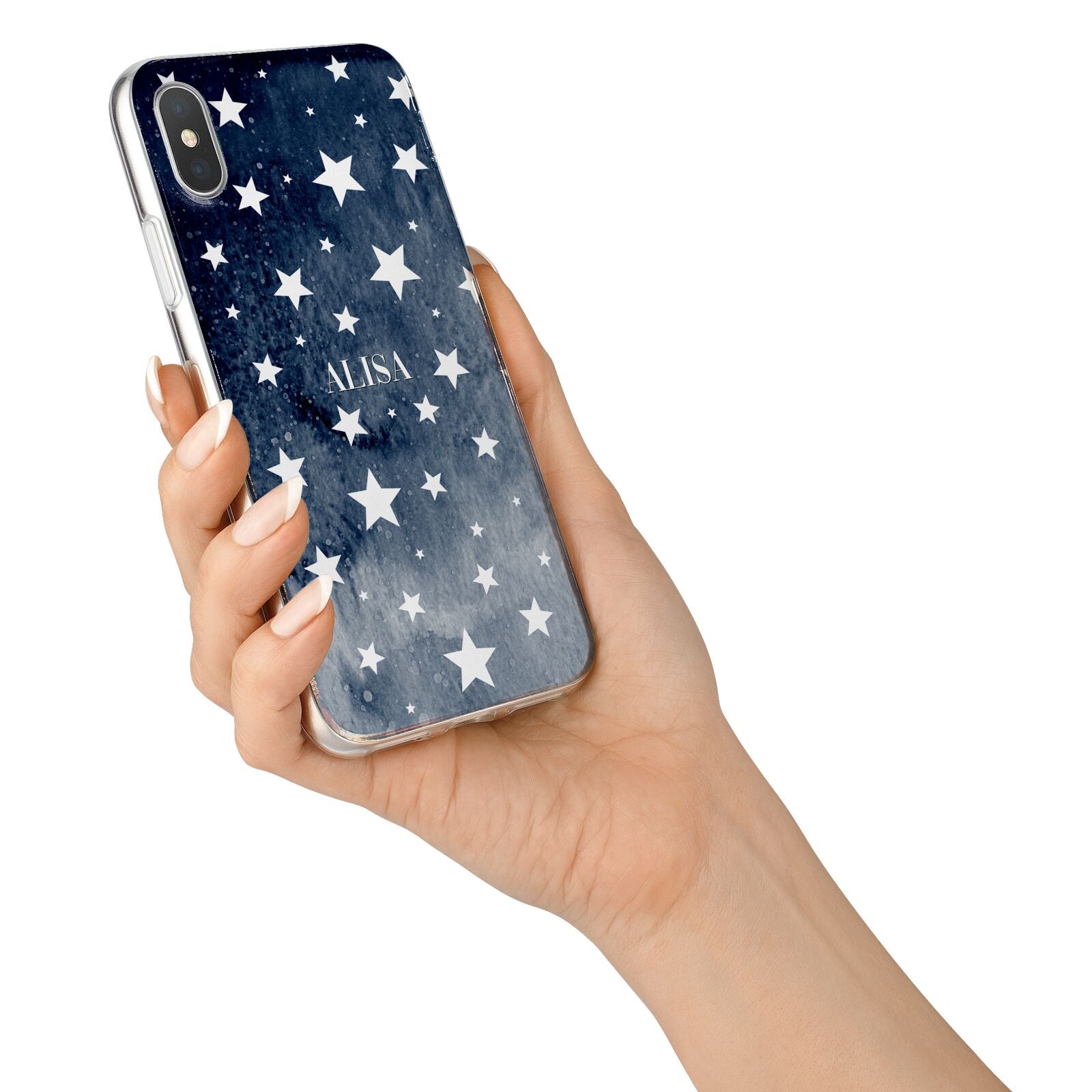 Personalised Star Print iPhone X Bumper Case on Silver iPhone Alternative Image 2