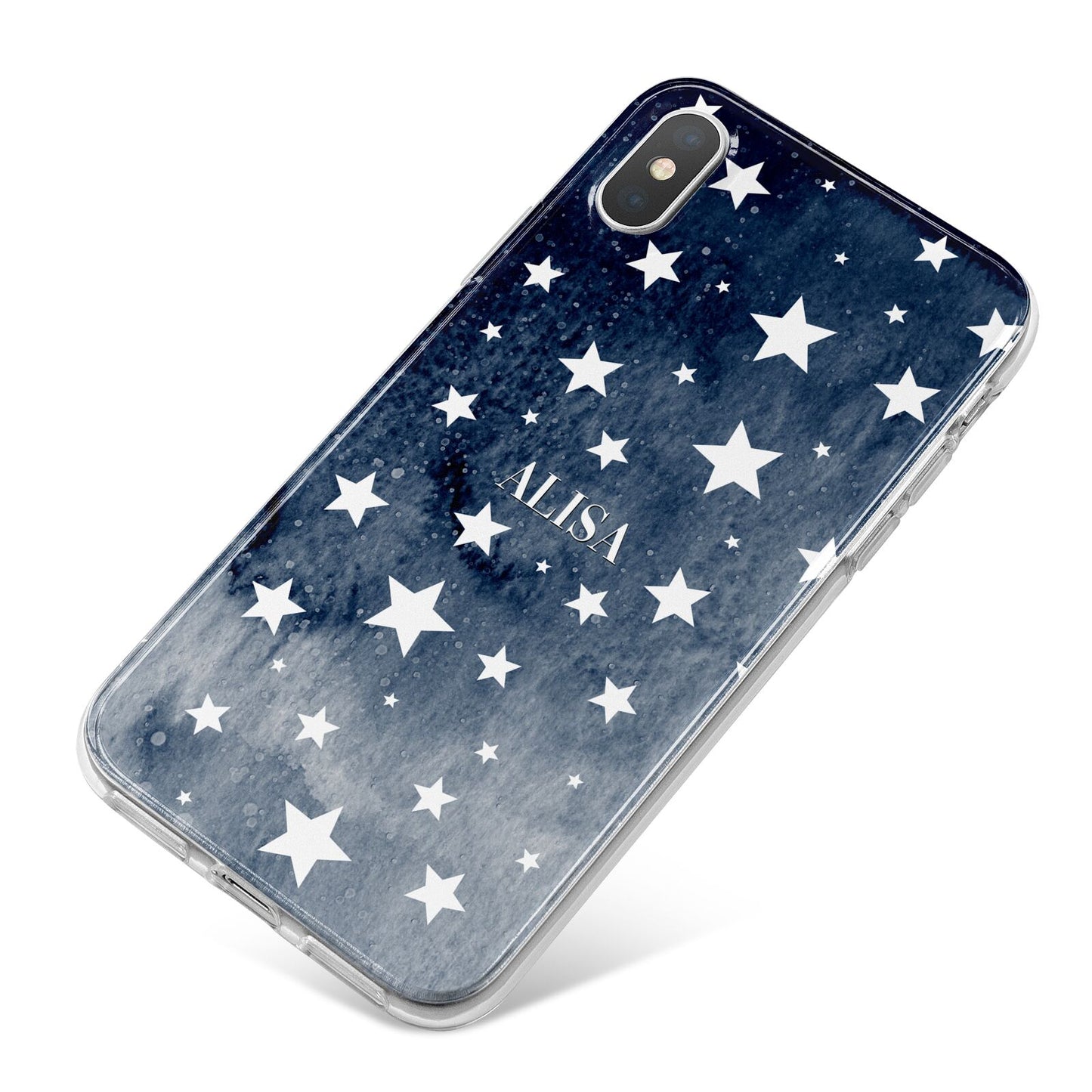 Personalised Star Print iPhone X Bumper Case on Silver iPhone