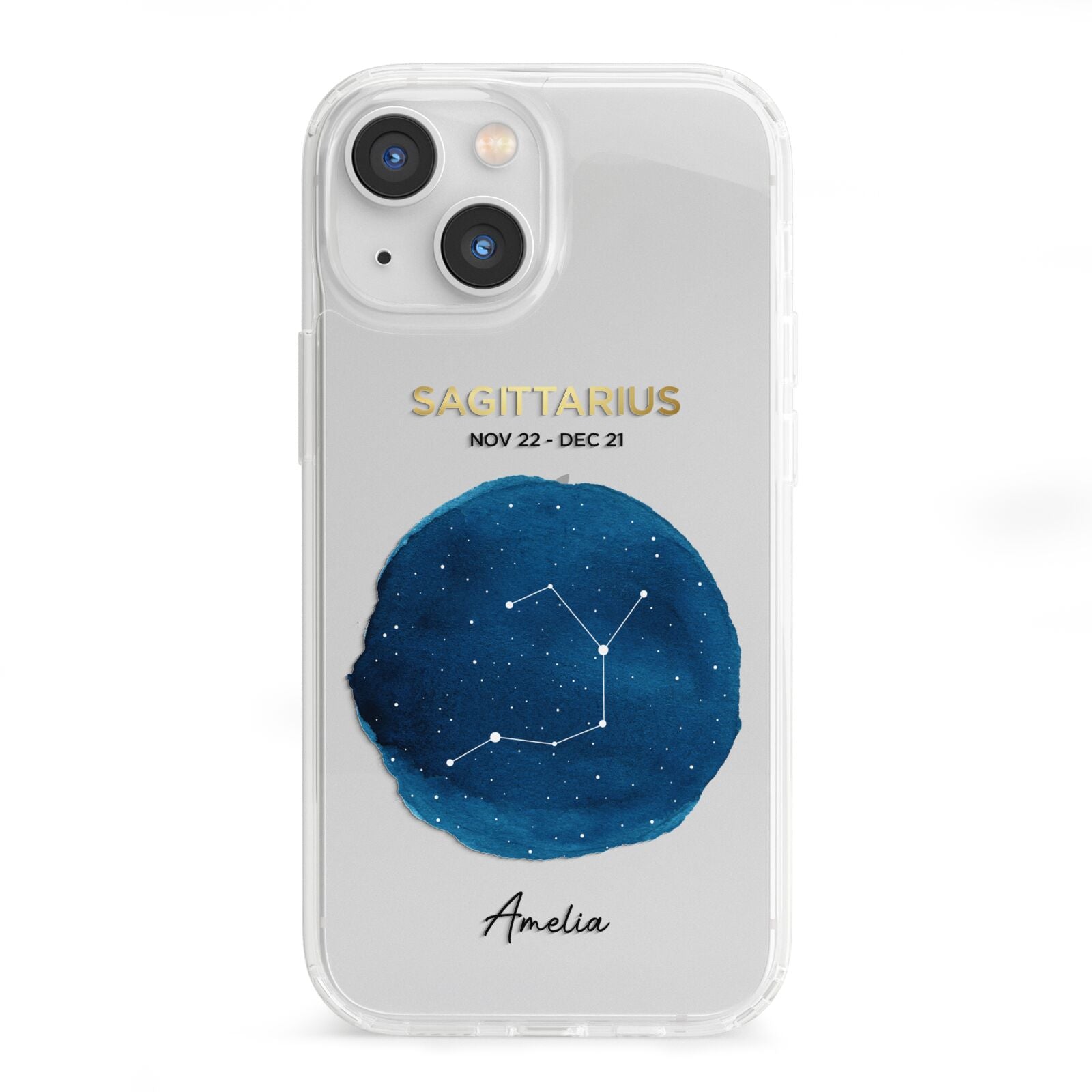 Personalised Star Sign iPhone 13 Mini Clear Bumper Case