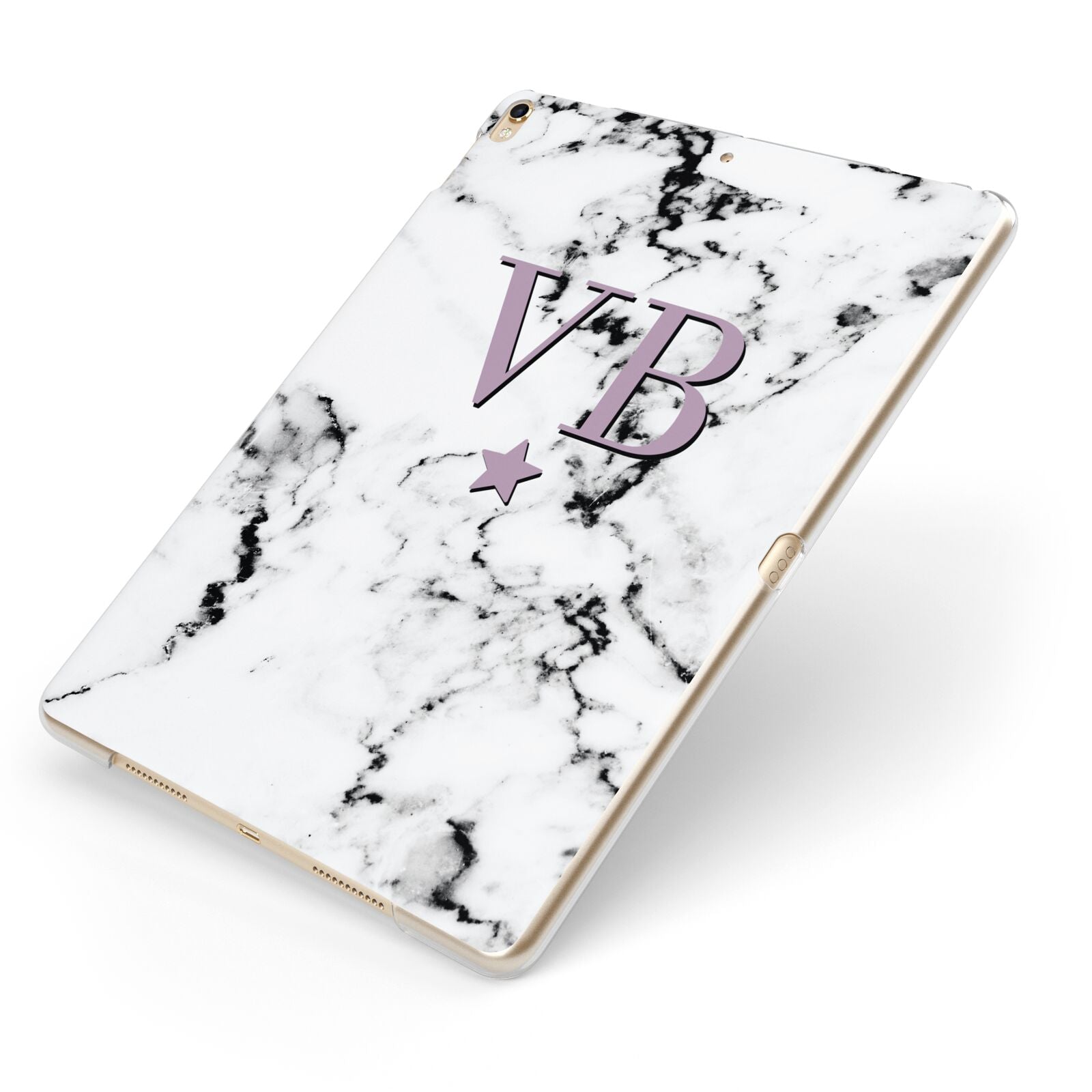 Personalised Star With Monogram Marble Apple iPad Case on Gold iPad Side View