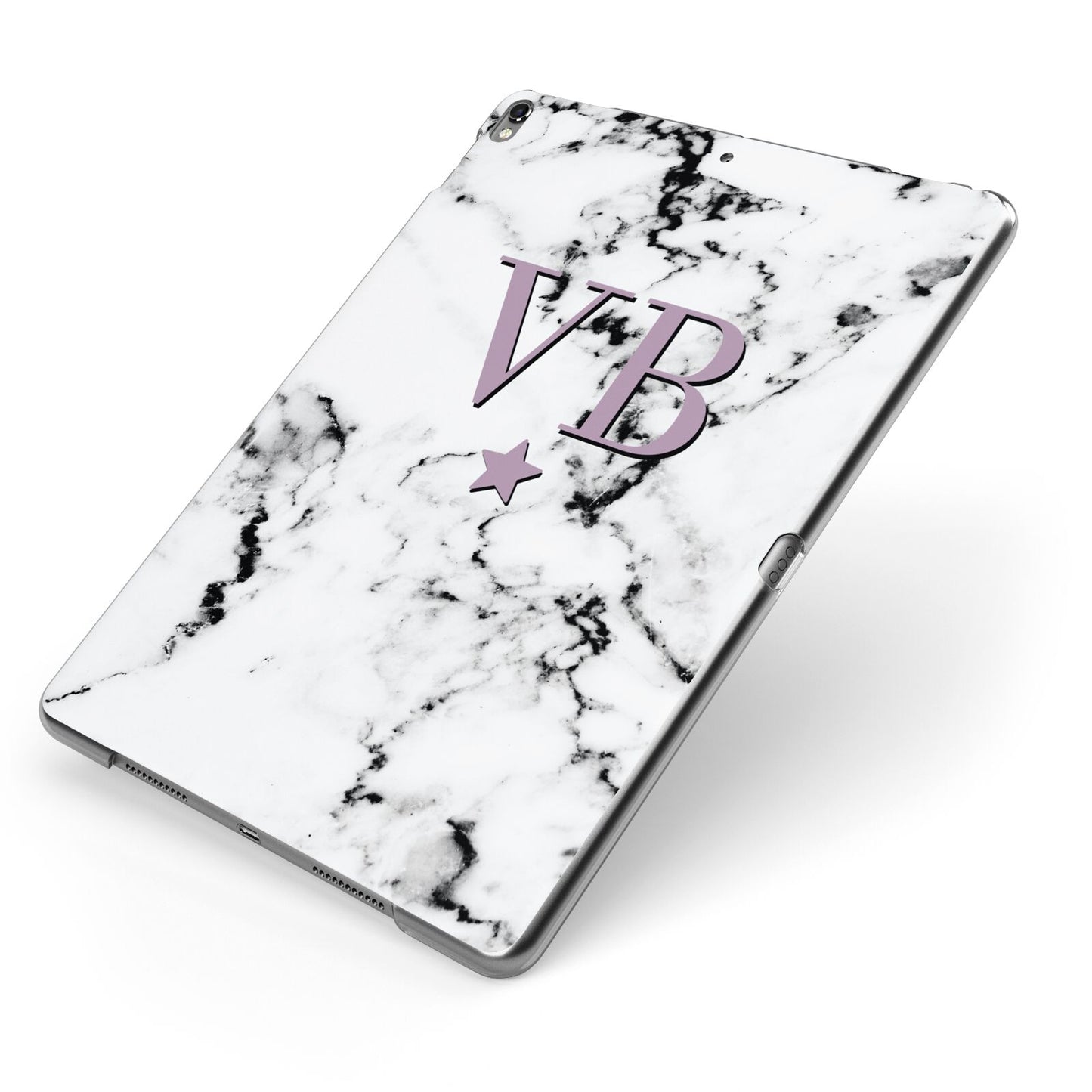 Personalised Star With Monogram Marble Apple iPad Case on Grey iPad Side View