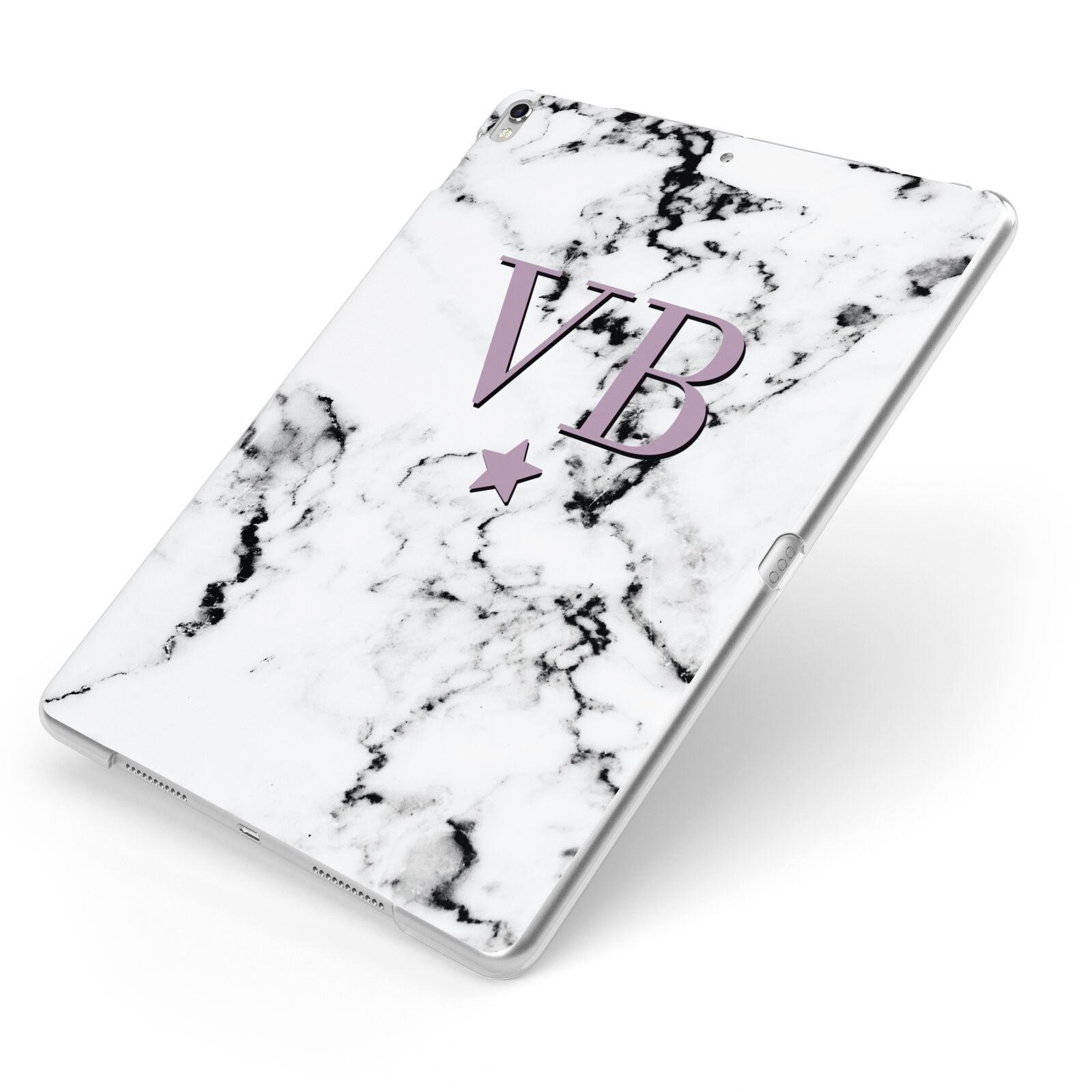 Personalised Star With Monogram Marble Apple iPad Case on Silver iPad Side View