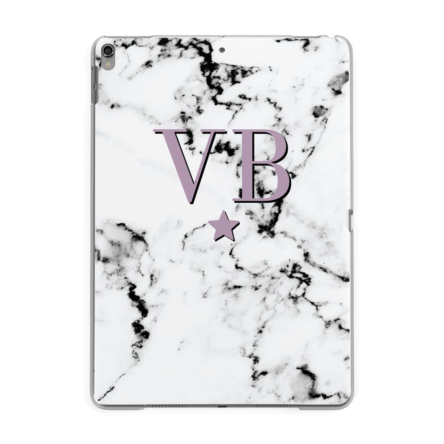 Personalised Star With Monogram Marble Apple iPad Grey Case