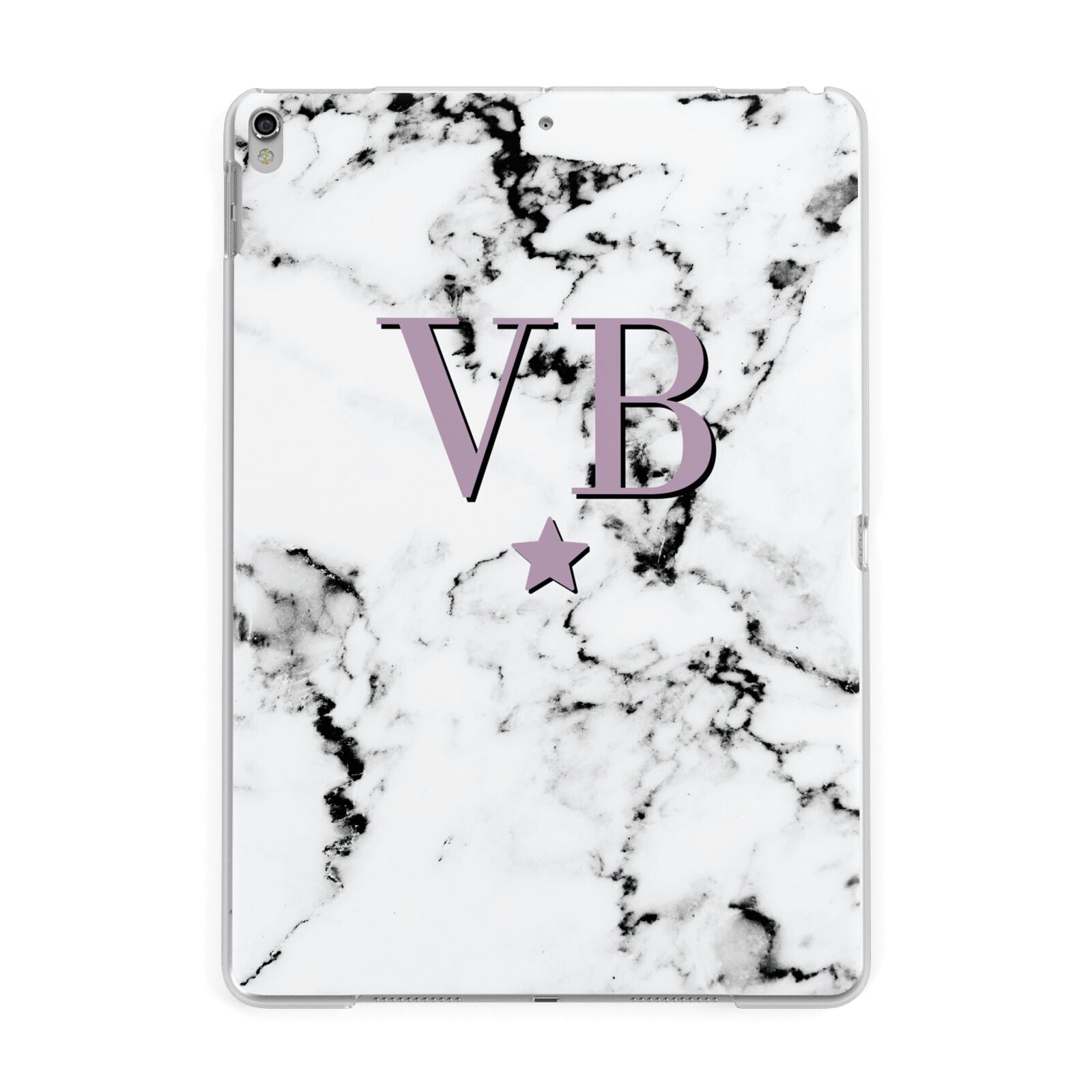 Personalised Star With Monogram Marble Apple iPad Silver Case