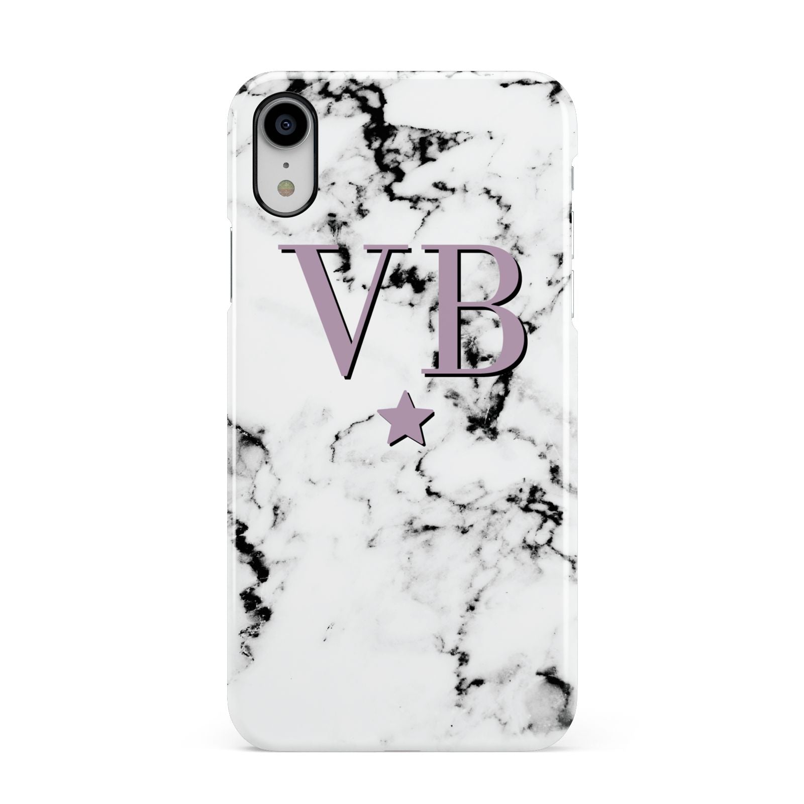 Personalised Star With Monogram Marble Apple iPhone XR White 3D Snap Case