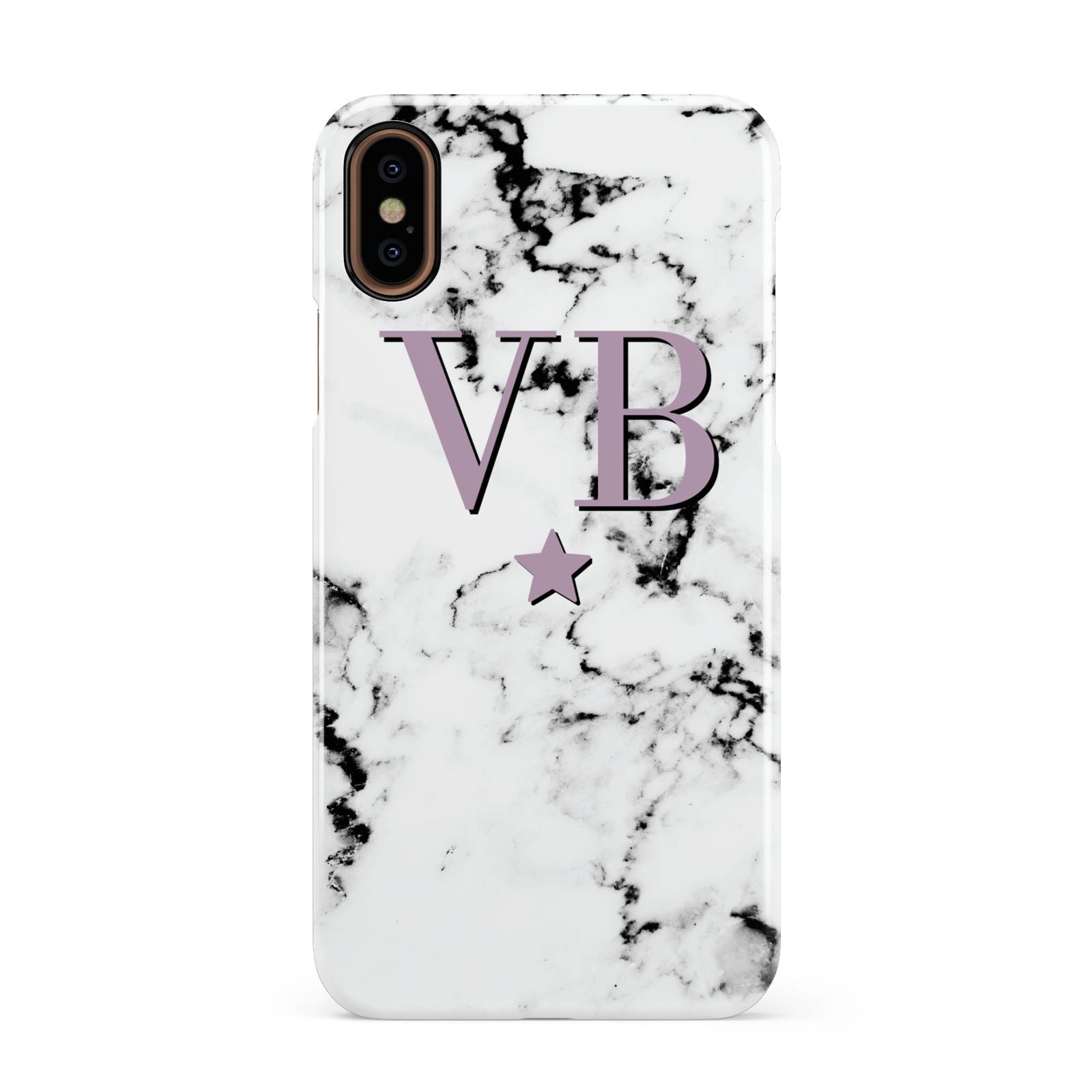 Personalised Star With Monogram Marble Apple iPhone XS 3D Snap Case