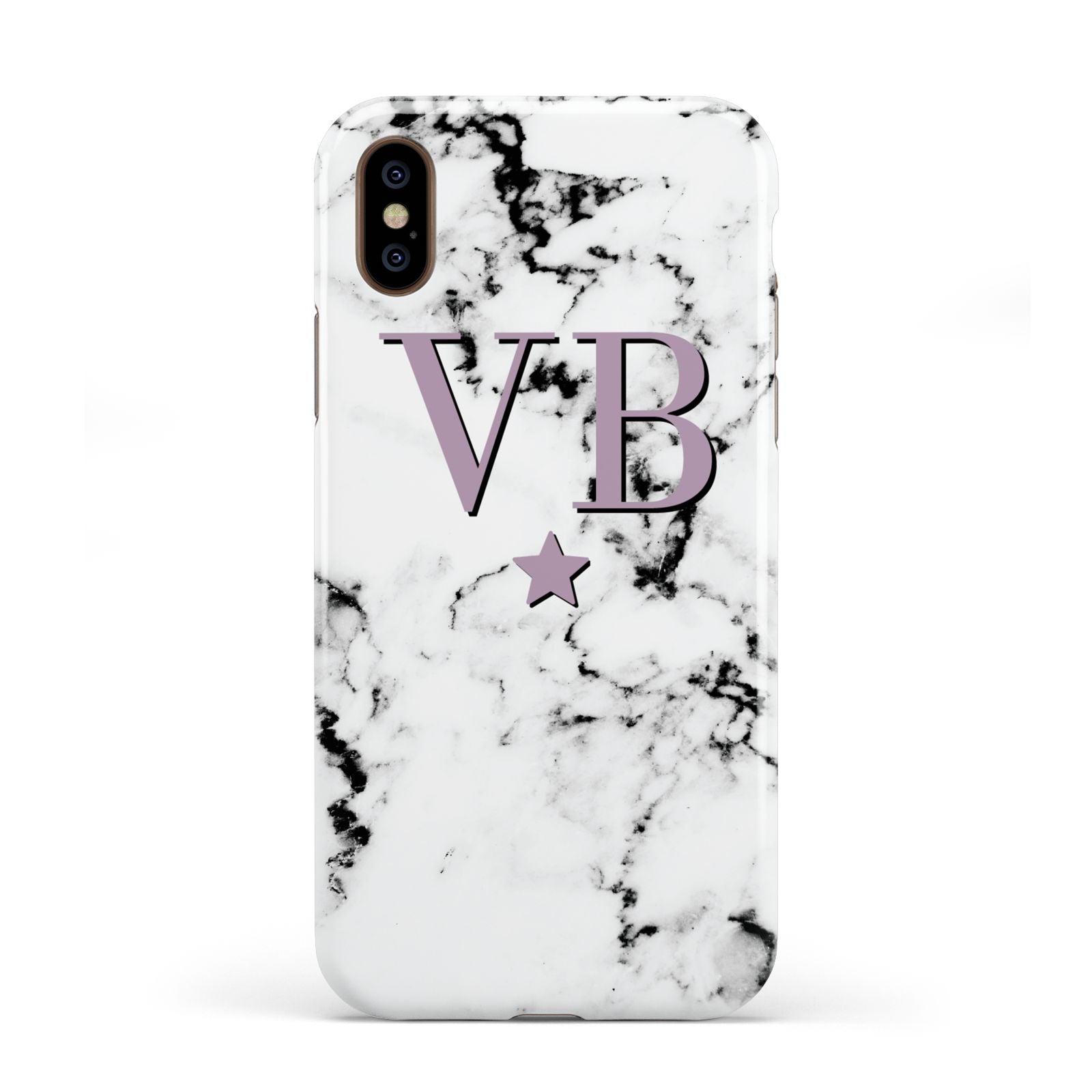 Personalised Star With Monogram Marble Apple iPhone XS 3D Tough