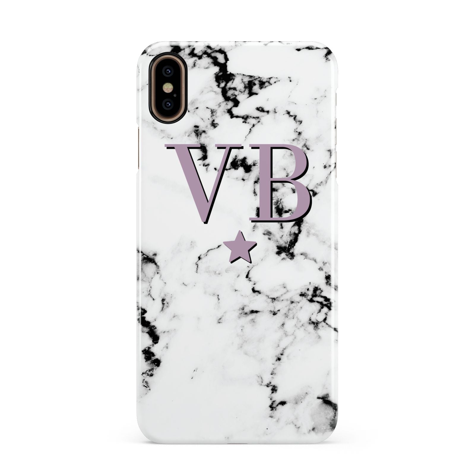 Personalised Star With Monogram Marble Apple iPhone Xs Max 3D Snap Case