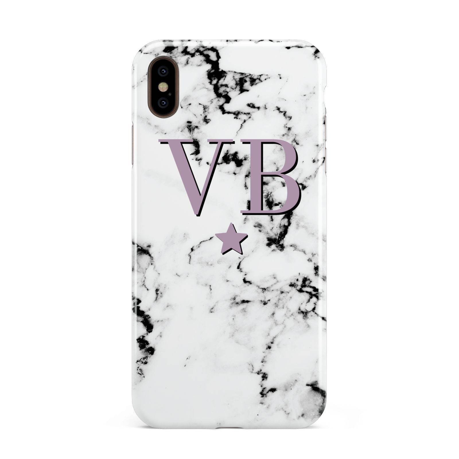 Personalised Star With Monogram Marble Apple iPhone Xs Max 3D Tough Case