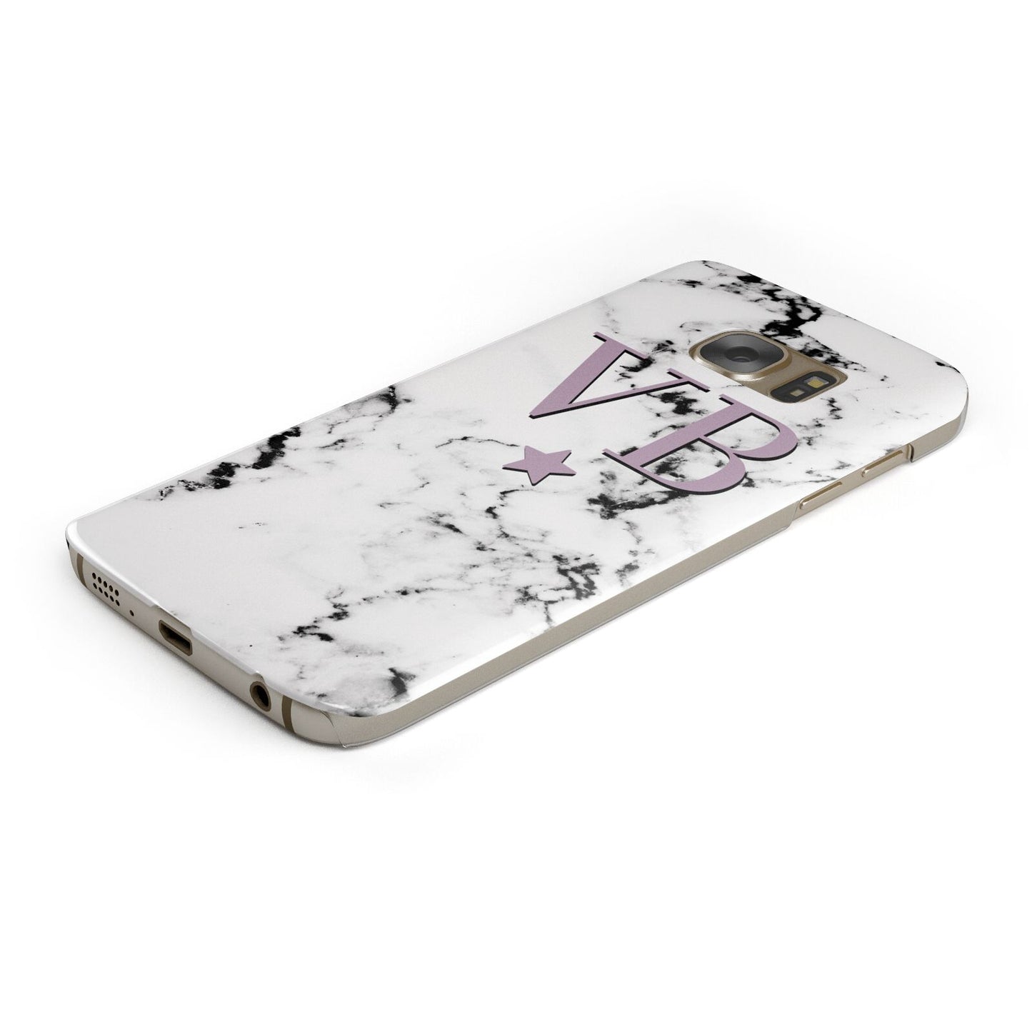 Personalised Star With Monogram Marble Protective Samsung Galaxy Case Angled Image