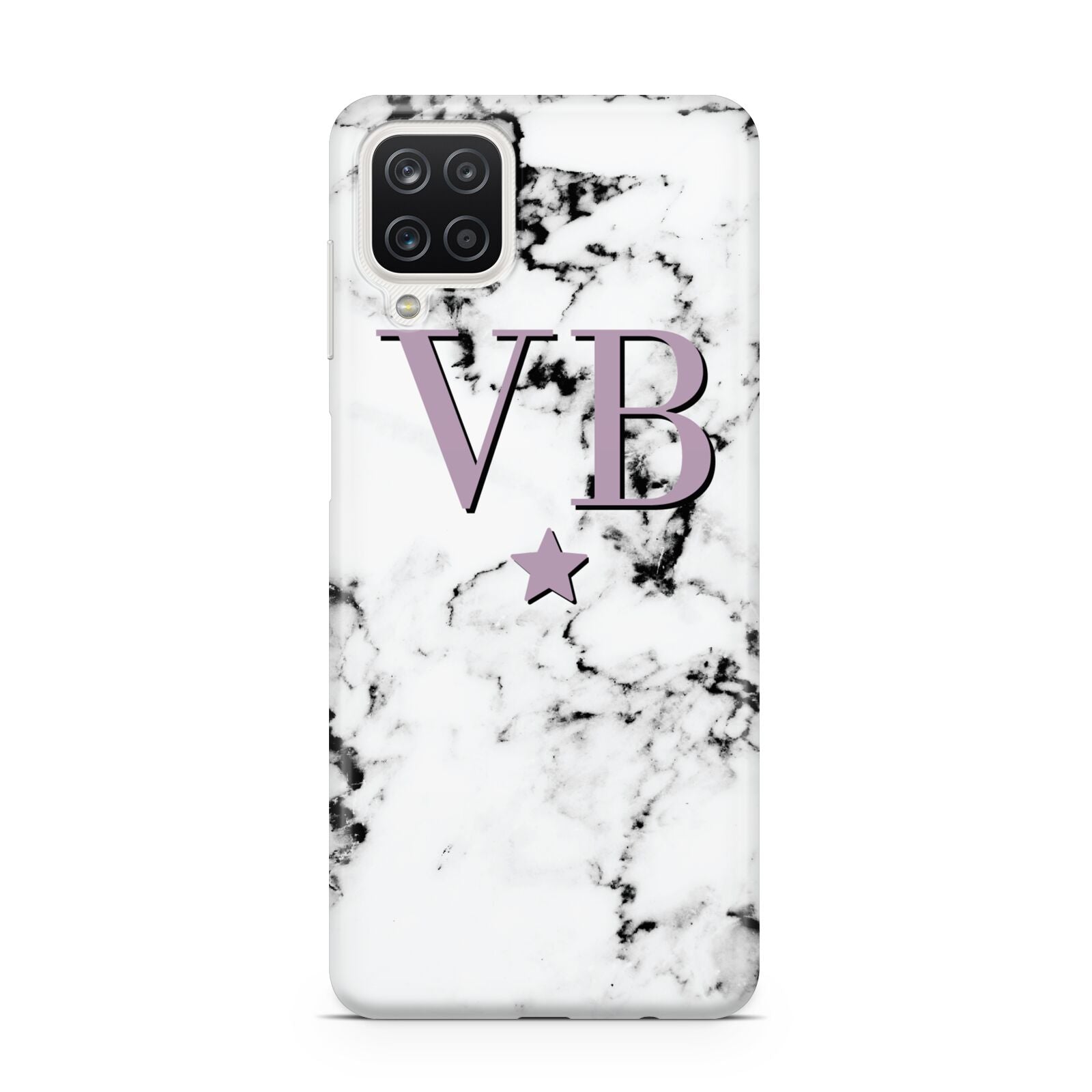 Personalised Star With Monogram Marble Samsung A12 Case