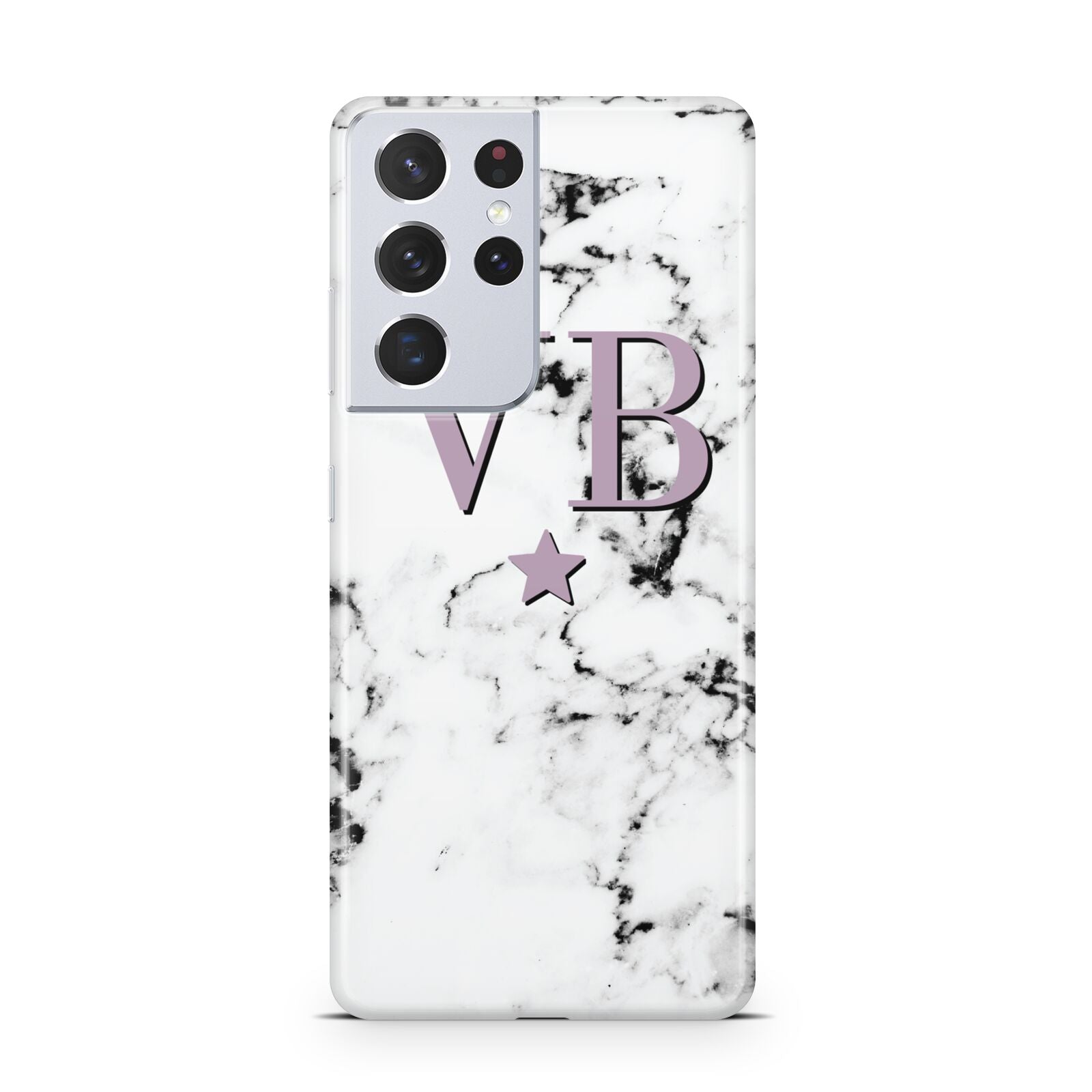 Personalised Star With Monogram Marble Samsung S21 Ultra Case