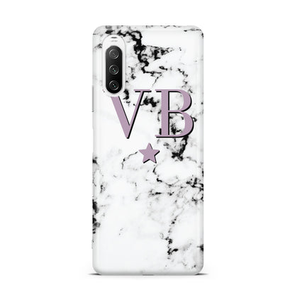 Personalised Star With Monogram Marble Sony Xperia 10 III Case