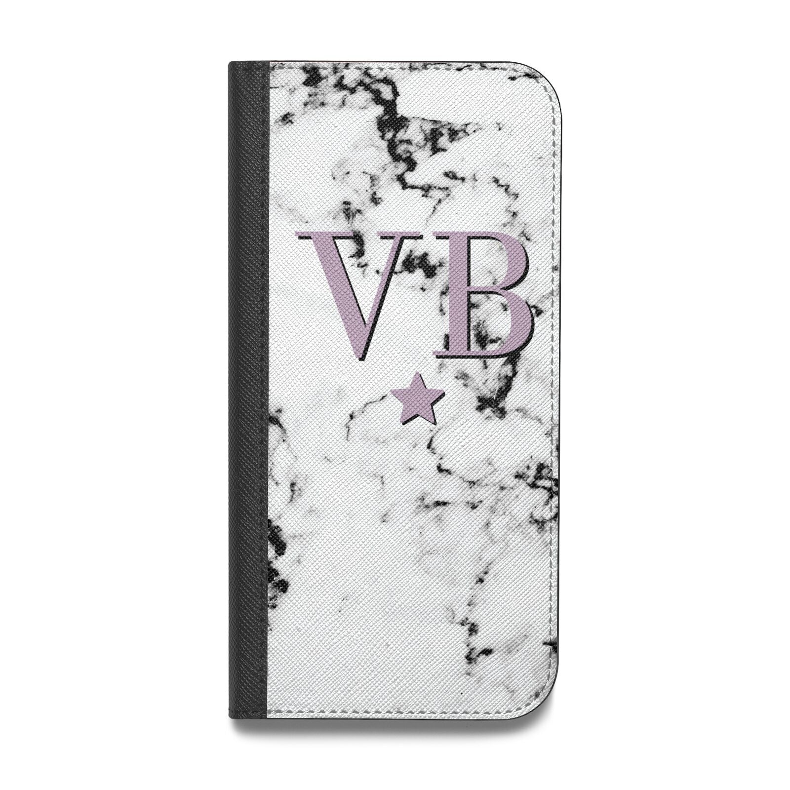 Personalised Star With Monogram Marble Vegan Leather Flip Samsung Case