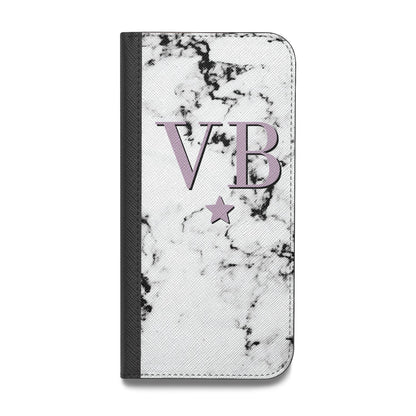 Personalised Star With Monogram Marble Vegan Leather Flip Samsung Case