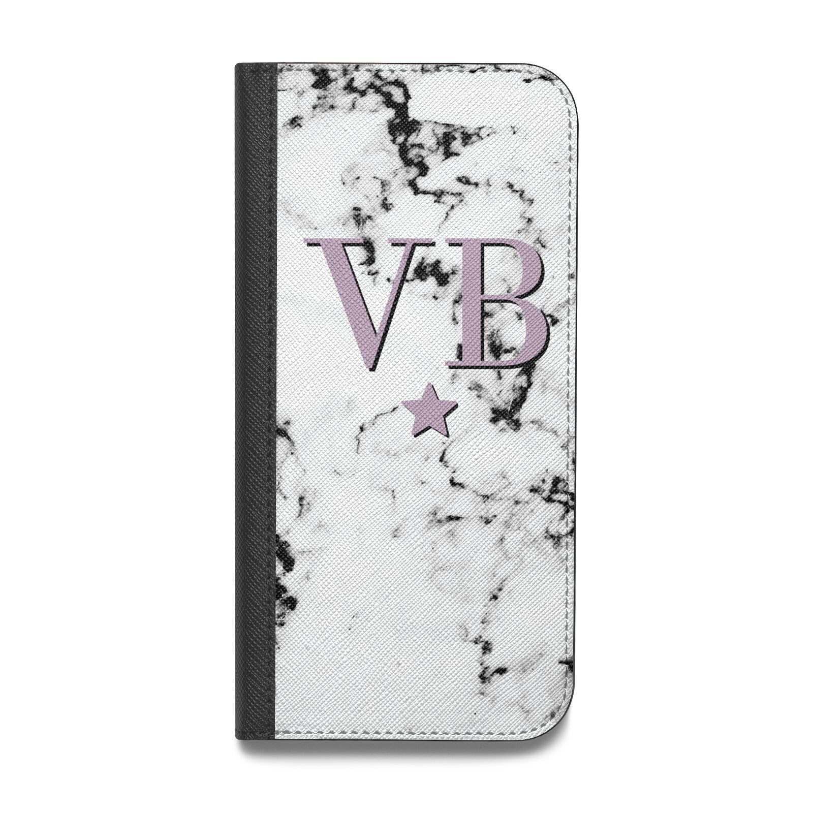Personalised Star With Monogram Marble Vegan Leather Flip iPhone Case