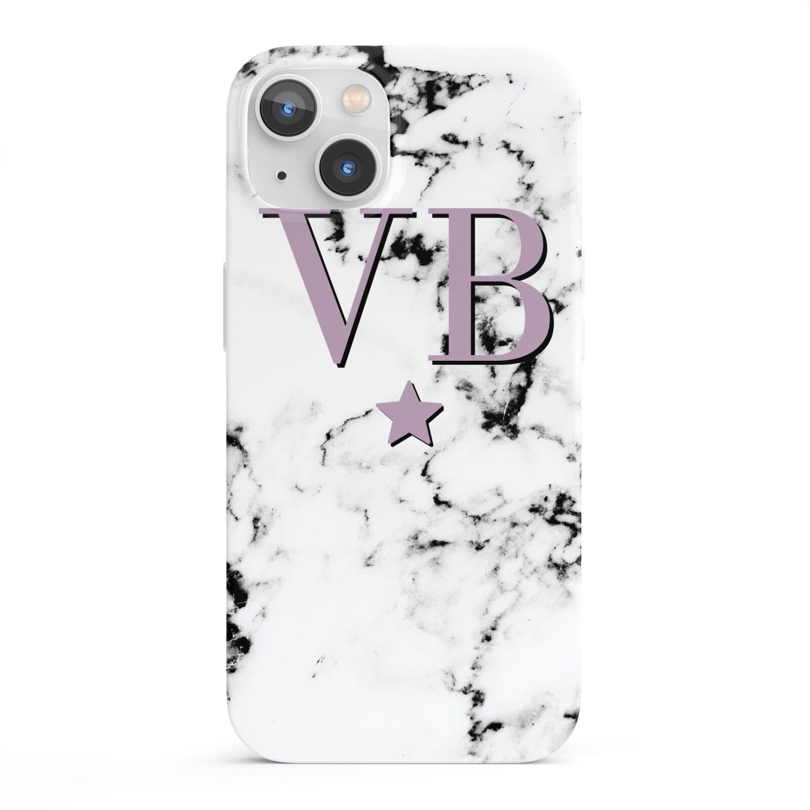 Personalised Star With Monogram Marble iPhone 13 Full Wrap 3D Snap Case