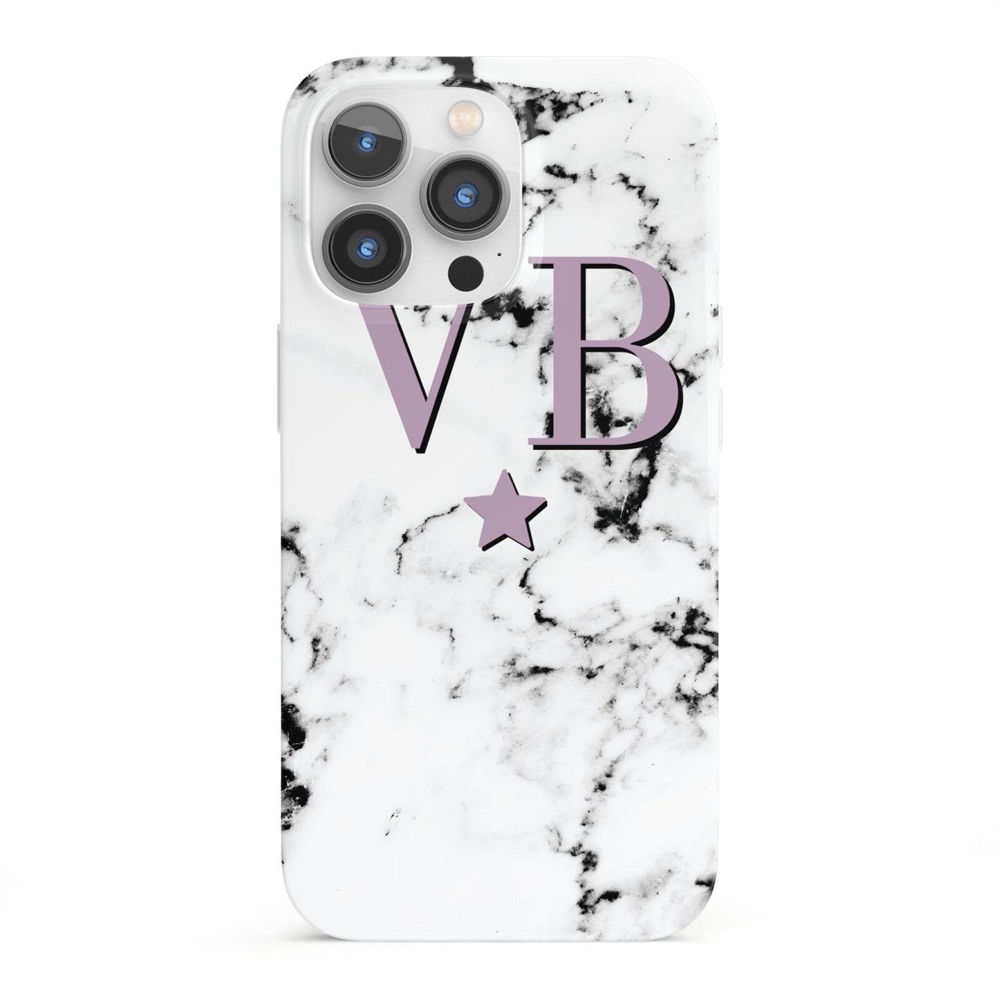 Personalised Star With Monogram Marble iPhone 13 Pro Full Wrap 3D Snap Case