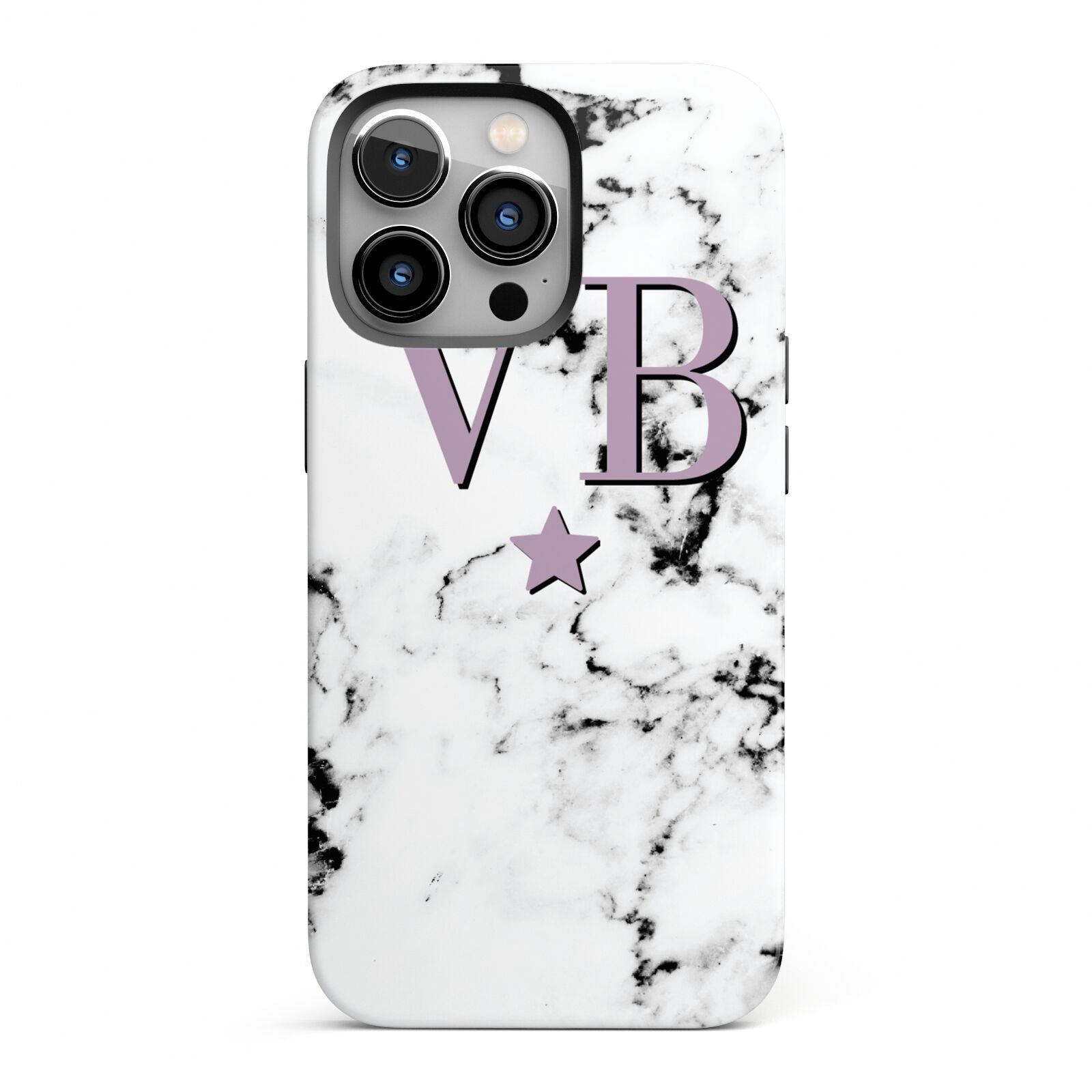 Personalised Star With Monogram Marble iPhone 13 Pro Full Wrap 3D Tough Case