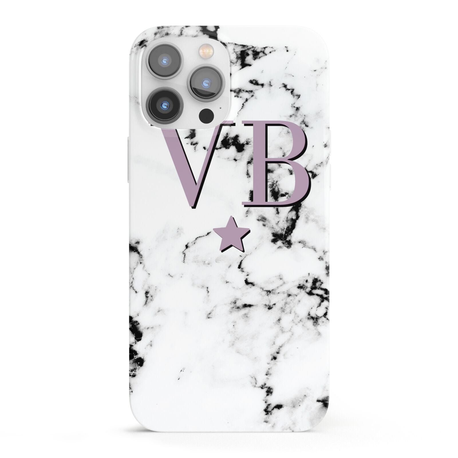 Personalised Star With Monogram Marble iPhone 13 Pro Max Full Wrap 3D Snap Case
