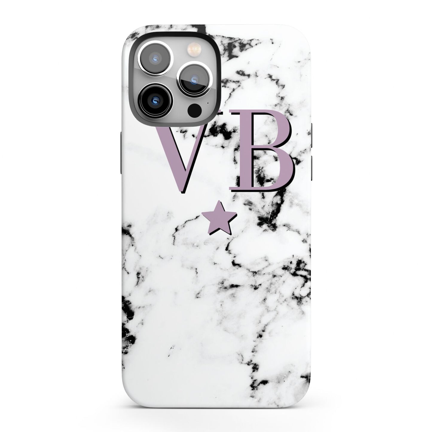 Personalised Star With Monogram Marble iPhone 13 Pro Max Full Wrap 3D Tough Case