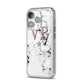 Personalised Star With Monogram Marble iPhone 14 Pro Glitter Tough Case Silver Angled Image