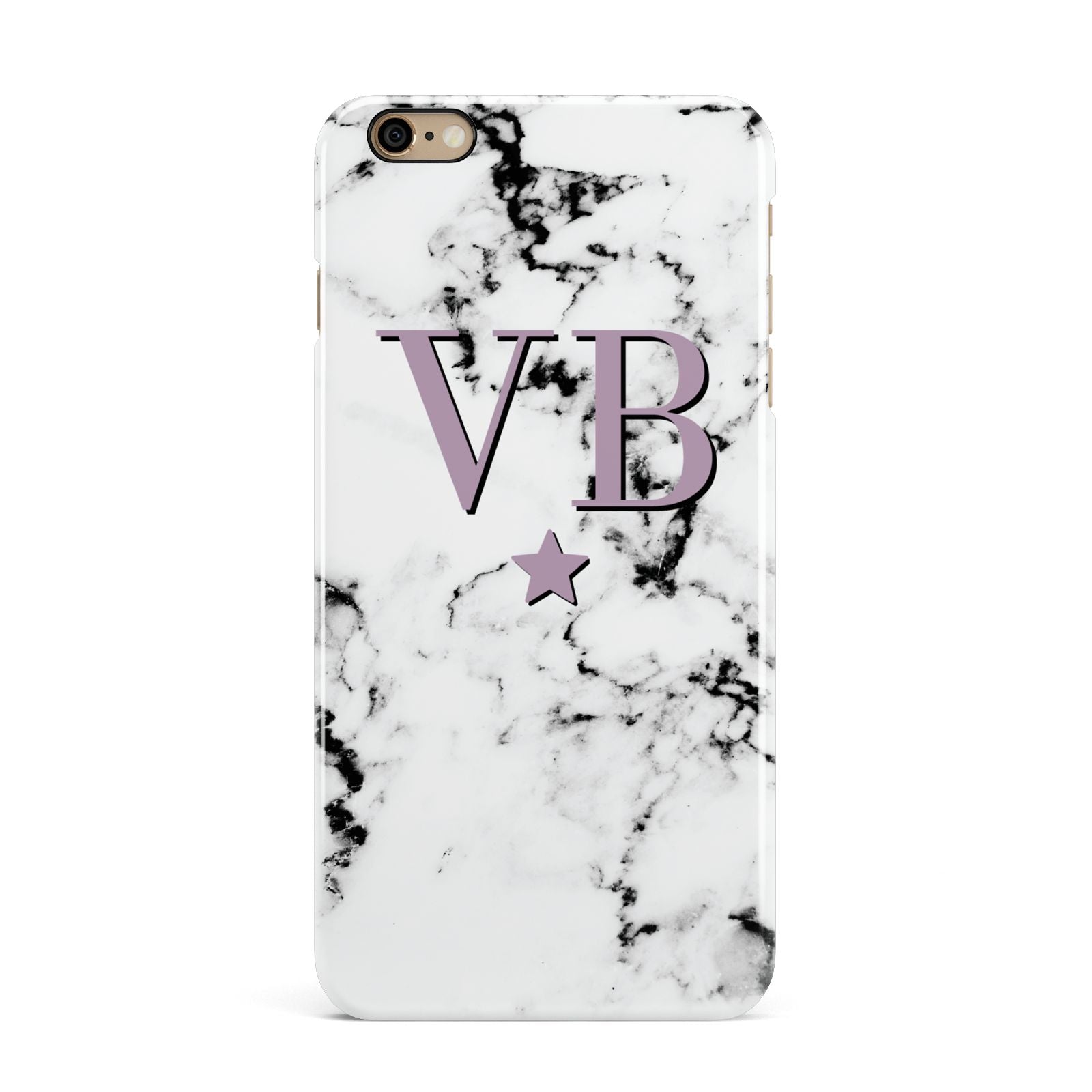 Personalised Star With Monogram Marble iPhone 6 Plus 3D Snap Case on Gold Phone