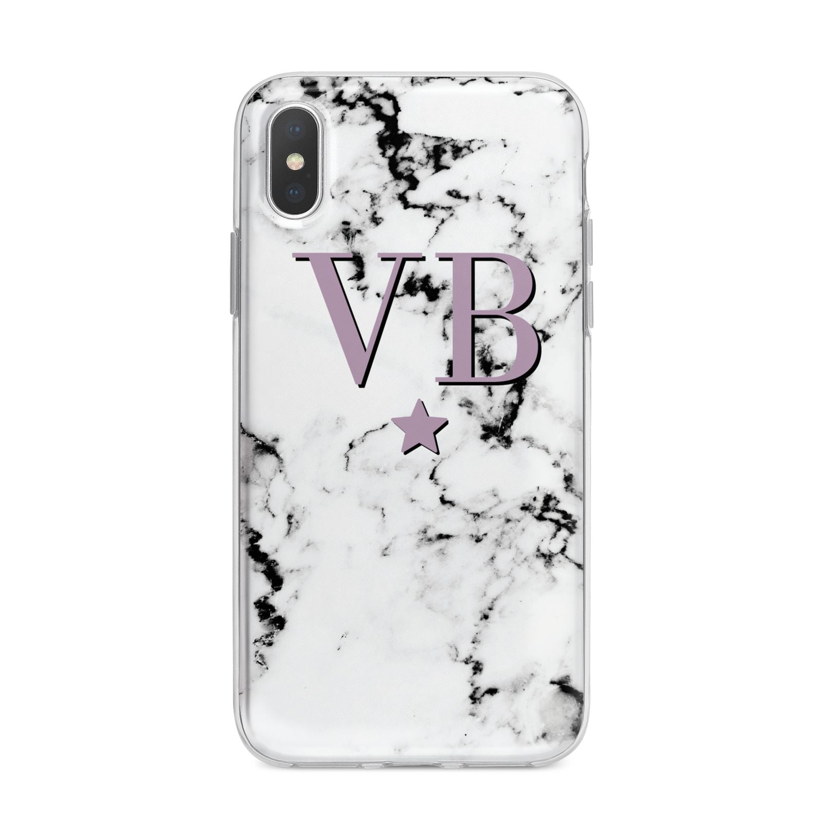 Personalised Star With Monogram Marble iPhone X Bumper Case on Silver iPhone Alternative Image 1