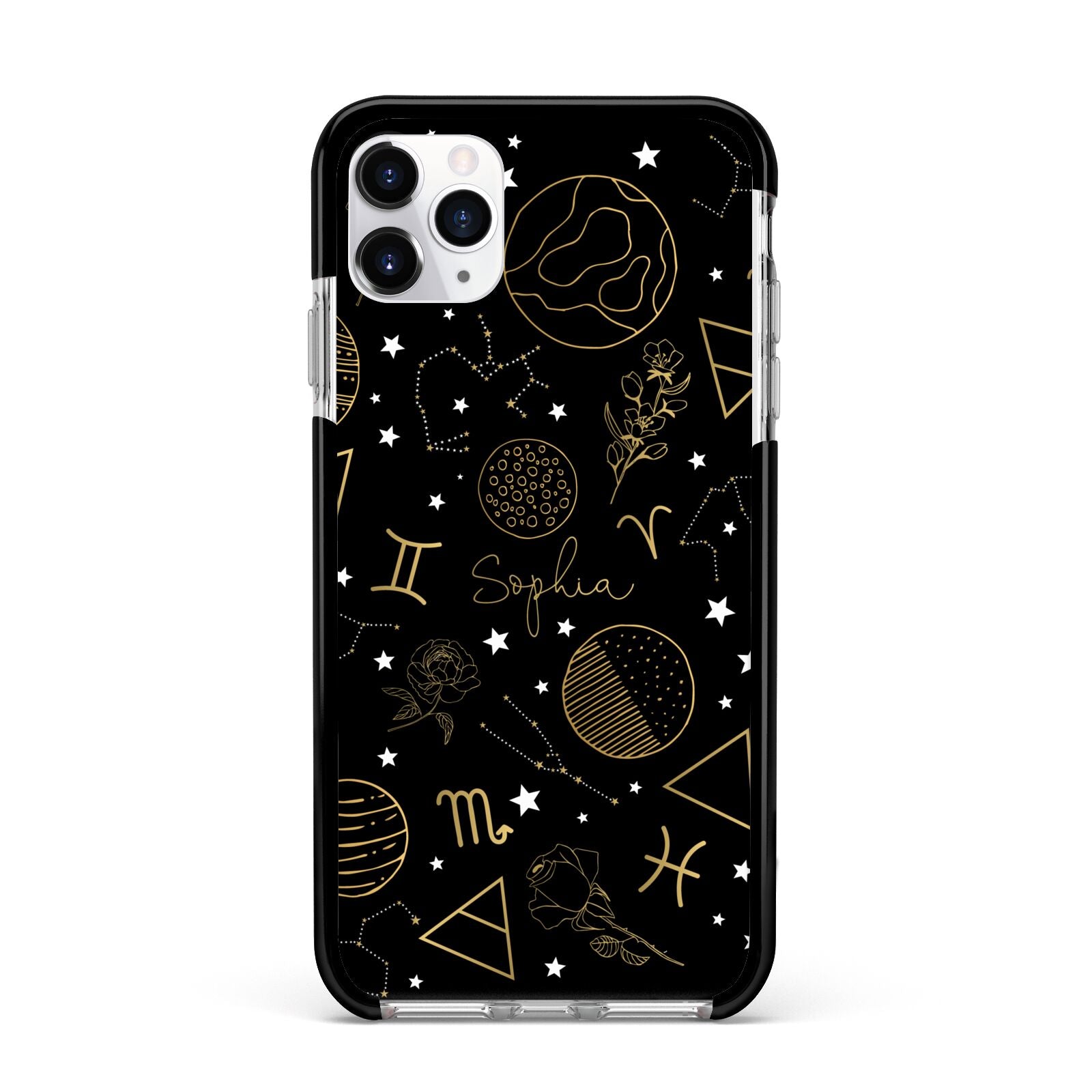 Personalised Stargazer Apple iPhone 11 Pro Max in Silver with Black Impact Case